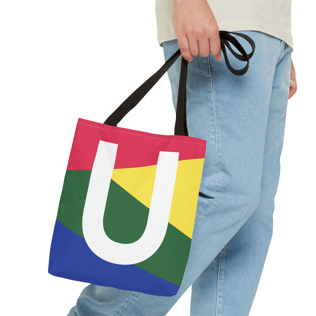 Monogram 'U' Colorblock Tote Bag — Personalized Initial U Shoulder Tote