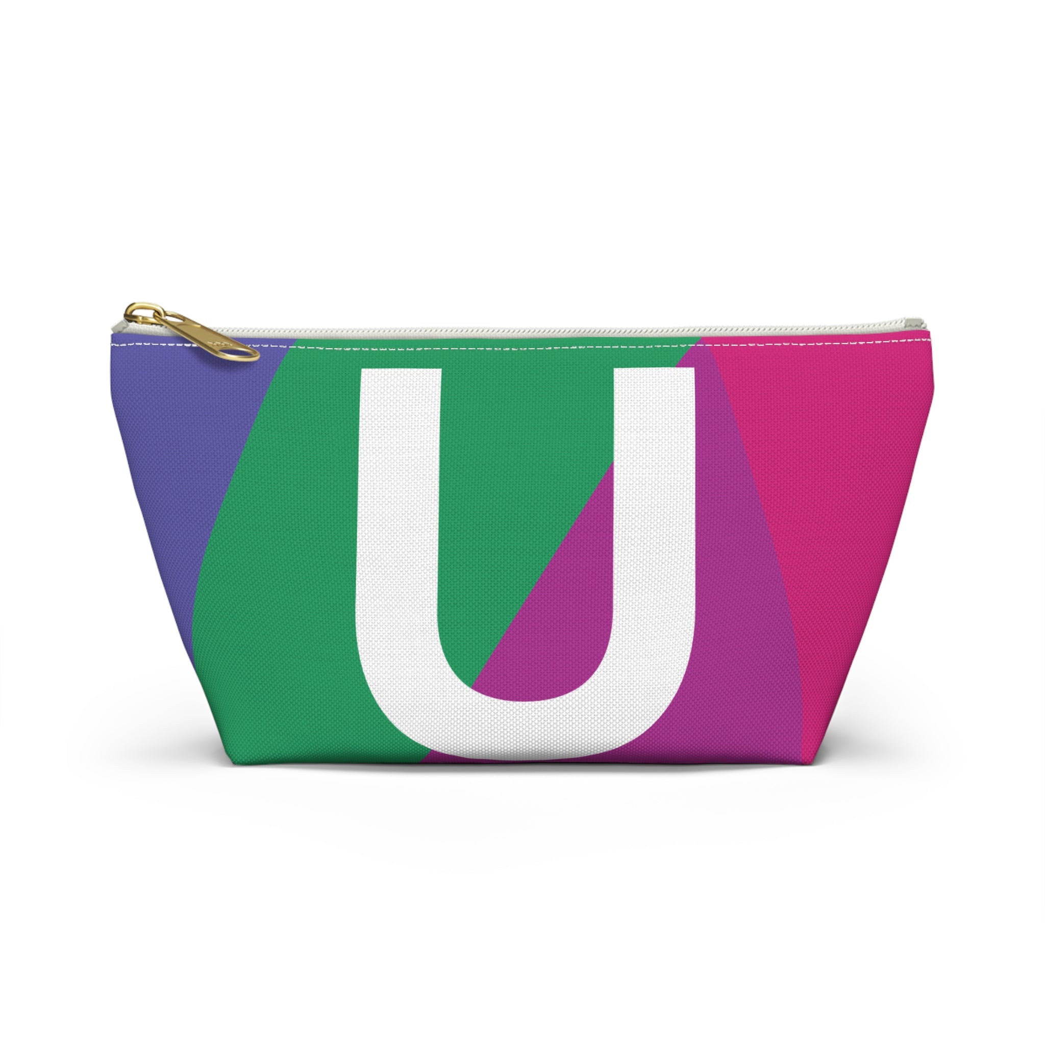 Initials Colorblock Accessory Pouch — Monogram U T-Bottom Cosmetic Bag