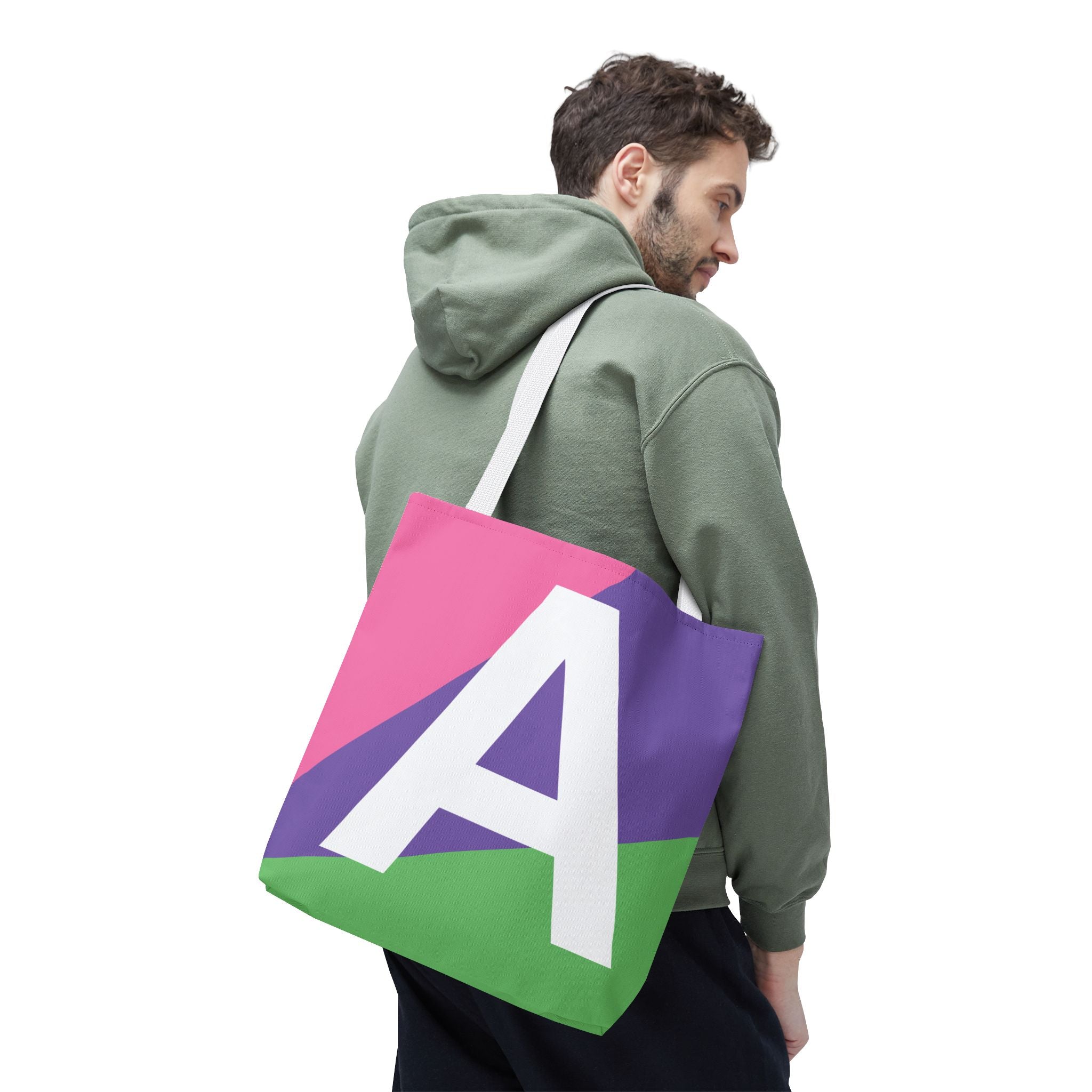 Monogram 'A' Colorblock Tote Bag — Personalized Initial A Shoulder Tote