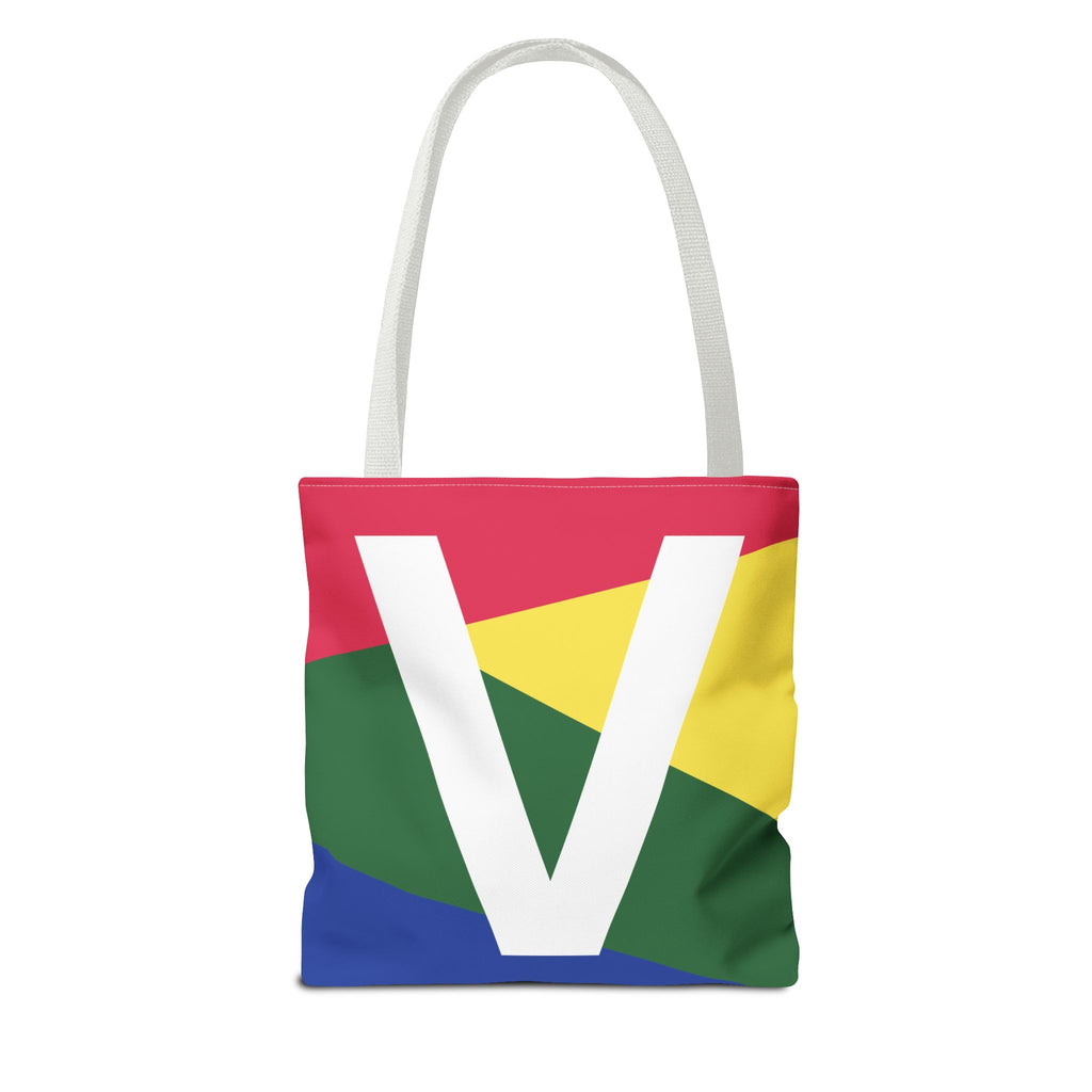 Monogram 'V' Colorblock Tote Bag — Personalized Initial V Shoulder Tote