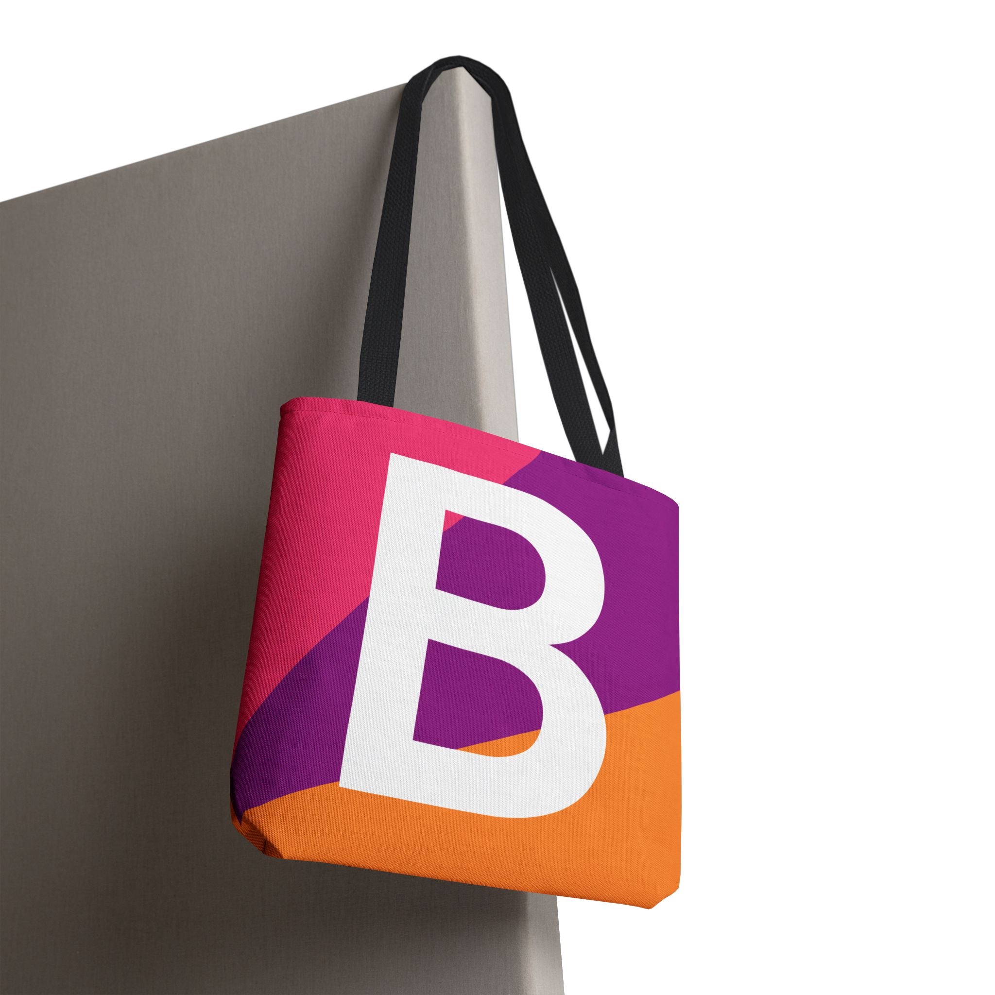 Monogram 'B' Colorblock Tote Bag — Personalized Initial B Shoulder Tote