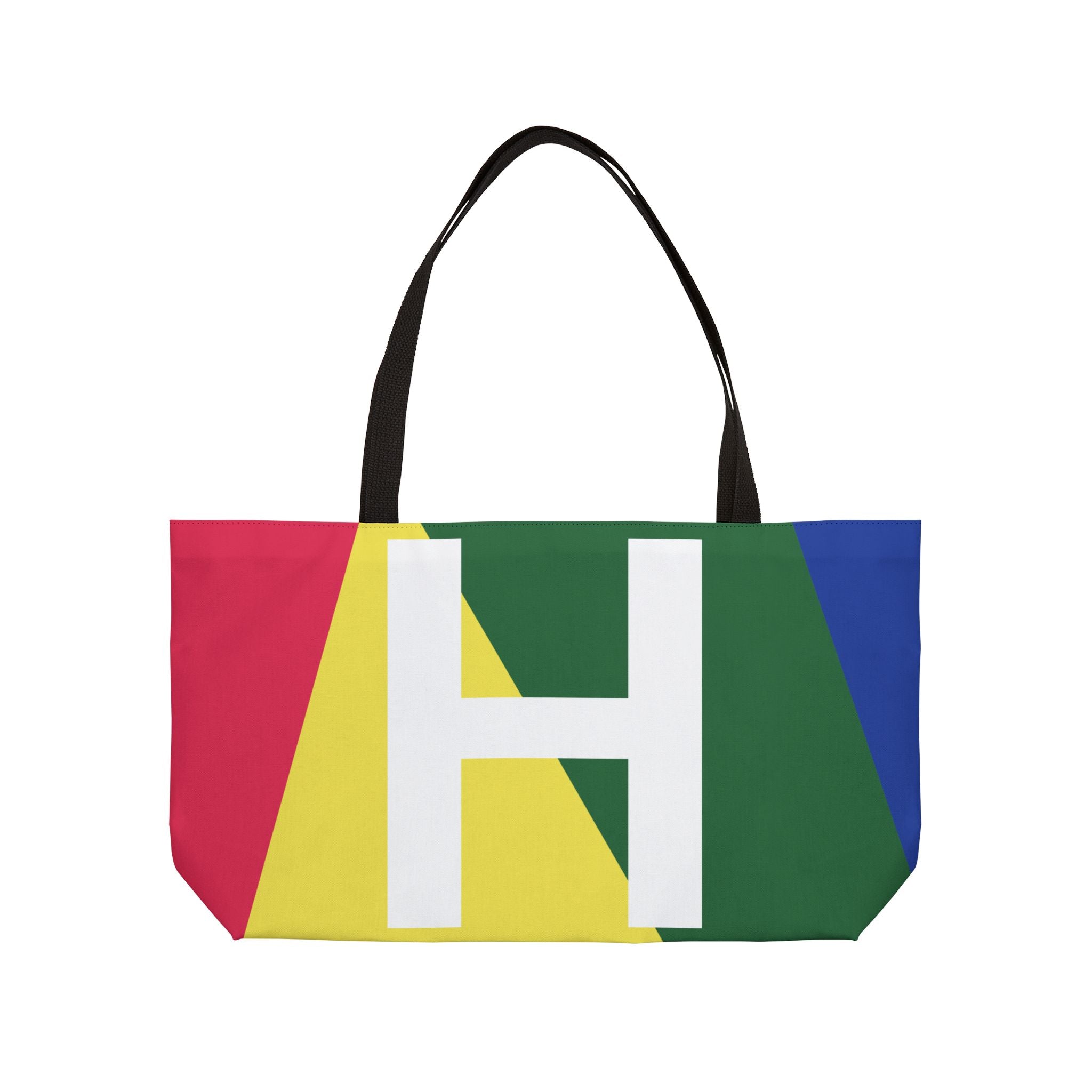 Personalized 'H' Colorblock Tote Bag — Monogram Weekender Tote