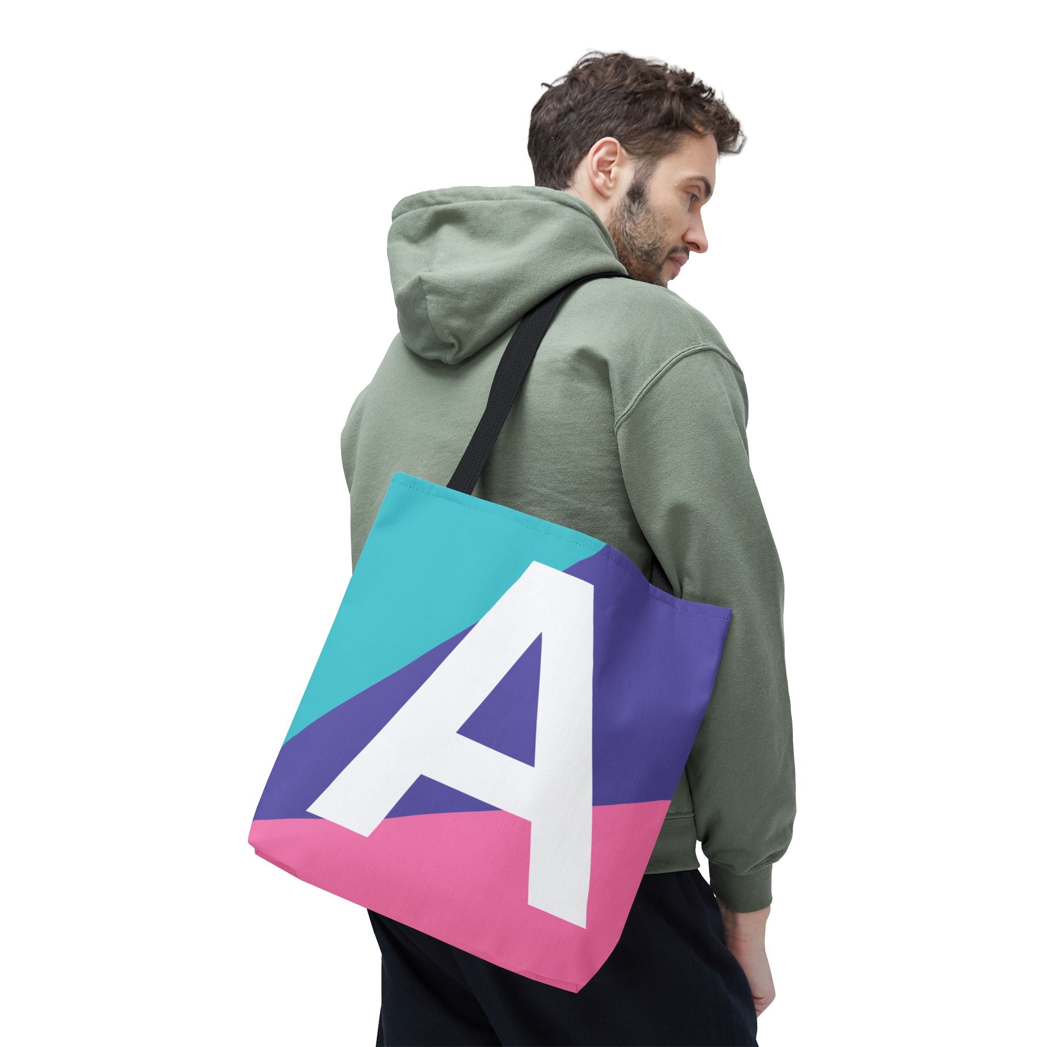 Monogram 'A' Colorblock Tote Bag — Personalized Initial A Shoulder Tote