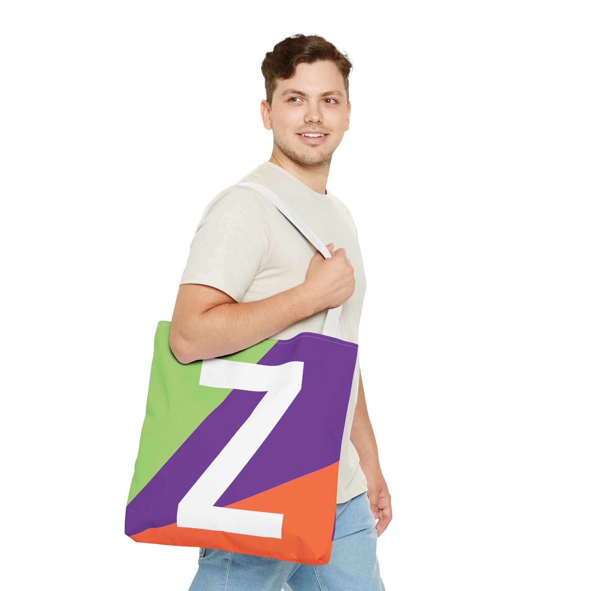 Monogram 'Z' Colorblock Tote Bag — Personalized Initial Z Shoulder Tote
