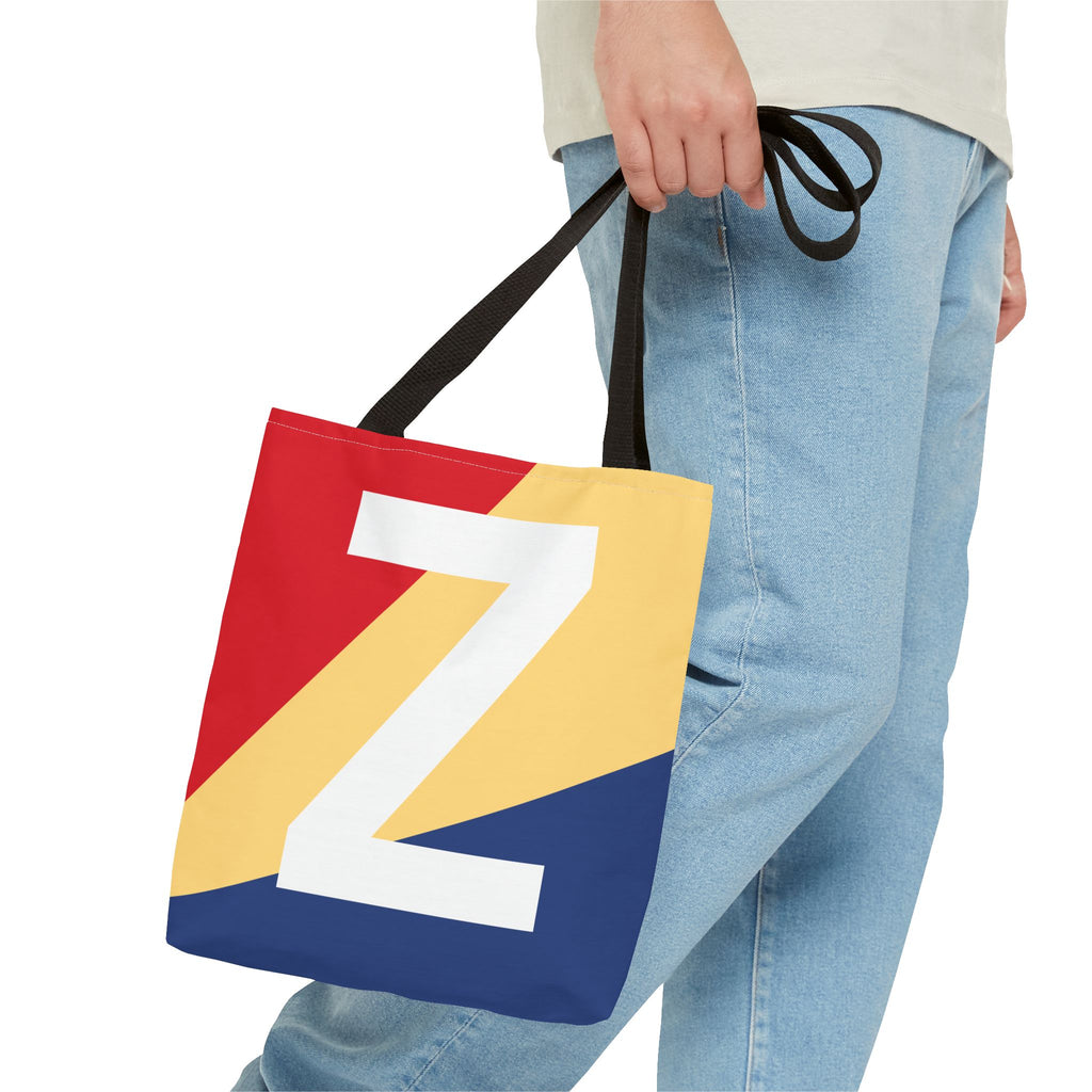 Monogram 'Z' Colorblock Tote Bag — Personalized Initial Z Shoulder Tote