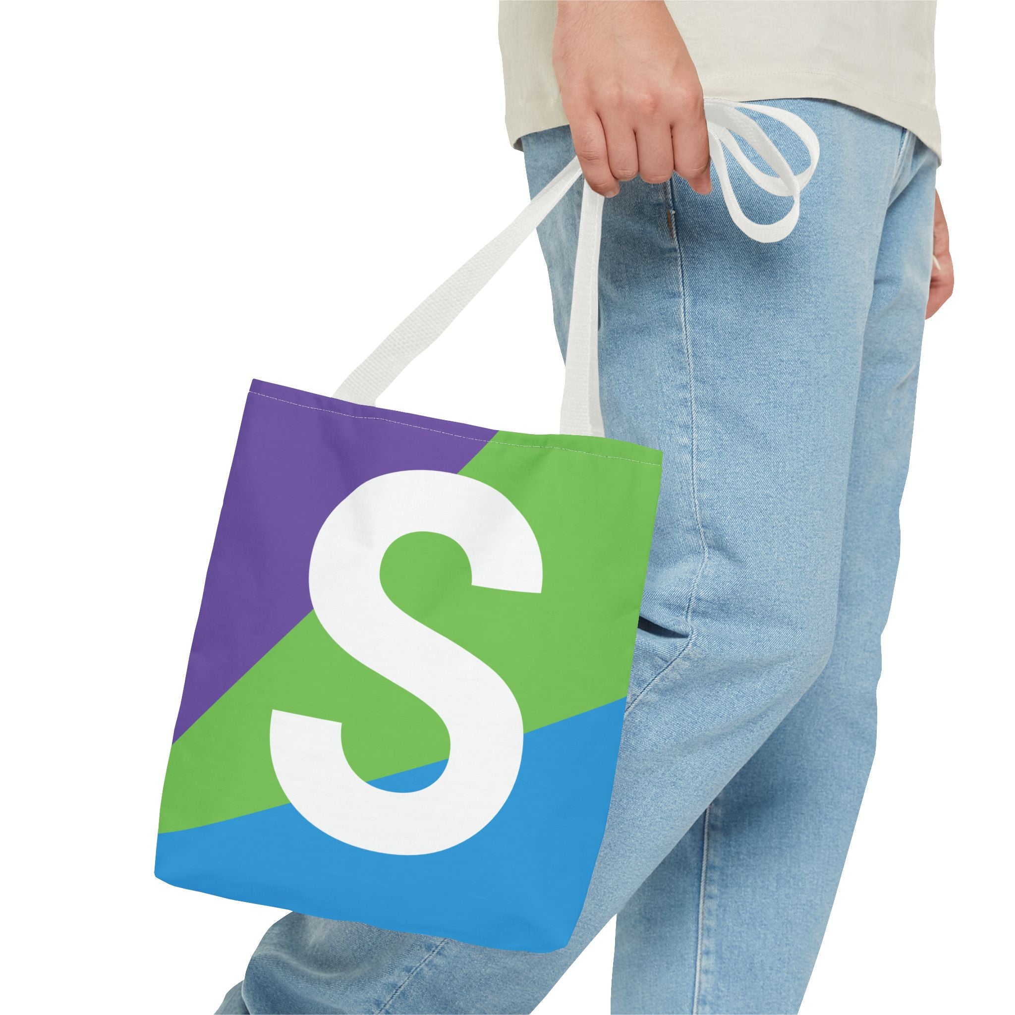 Monogram 'S' Colorblock Tote Bag — Personalized Initial S Shoulder Tote