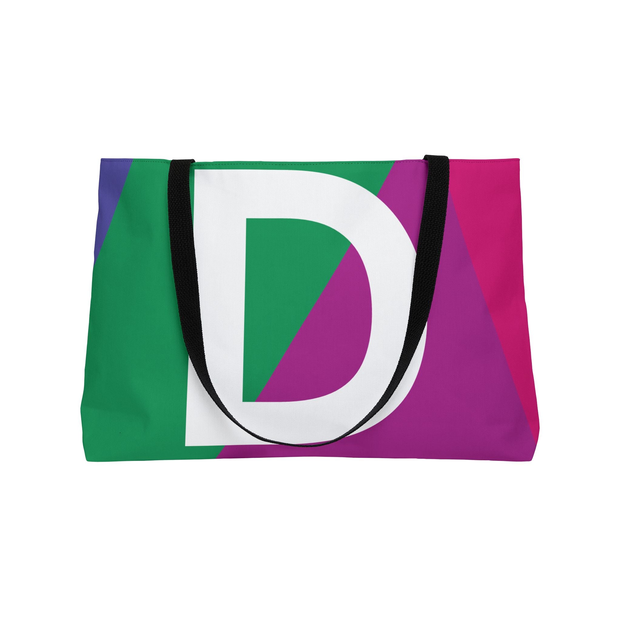 Personalized 'D' Colorblock Tote Bag — Monogram Weekender Tote