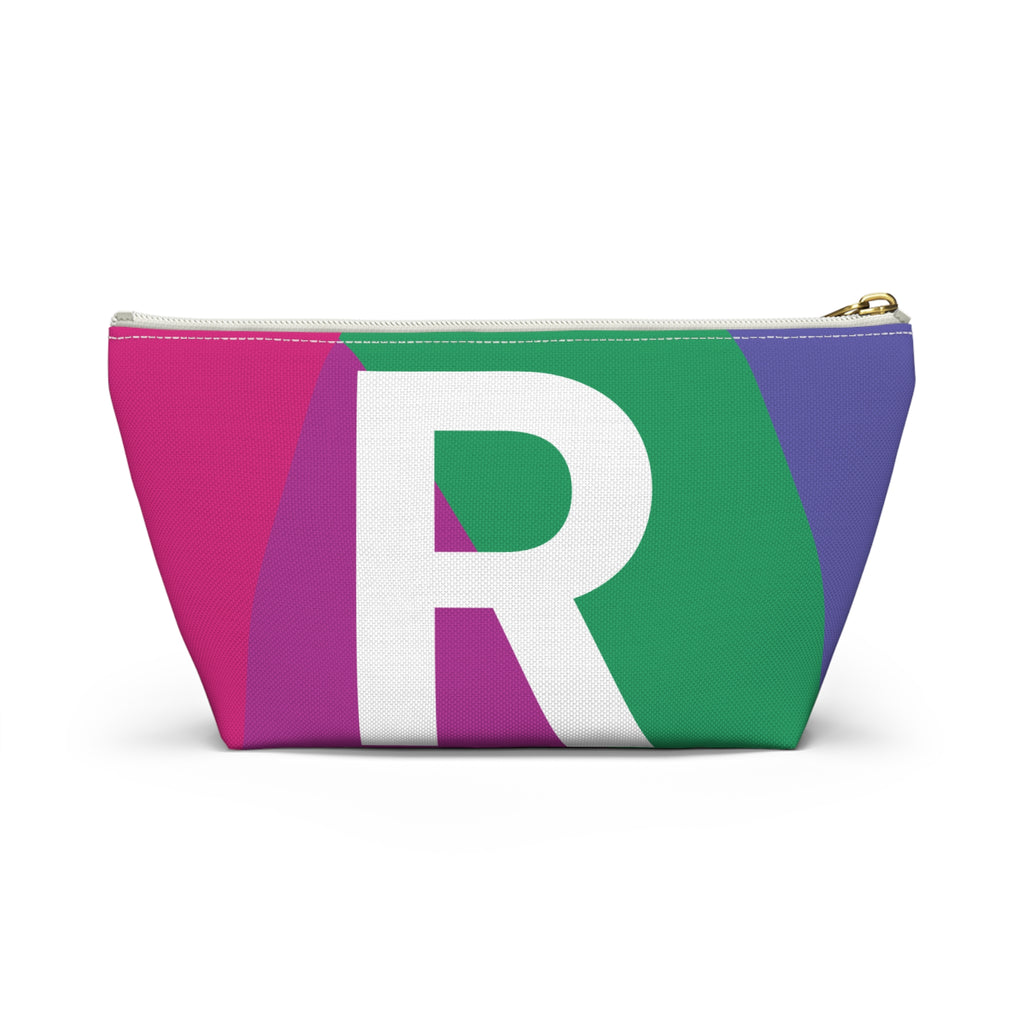 Initials Colorblock Accessory Pouch — Monogram R T-Bottom Cosmetic Bag