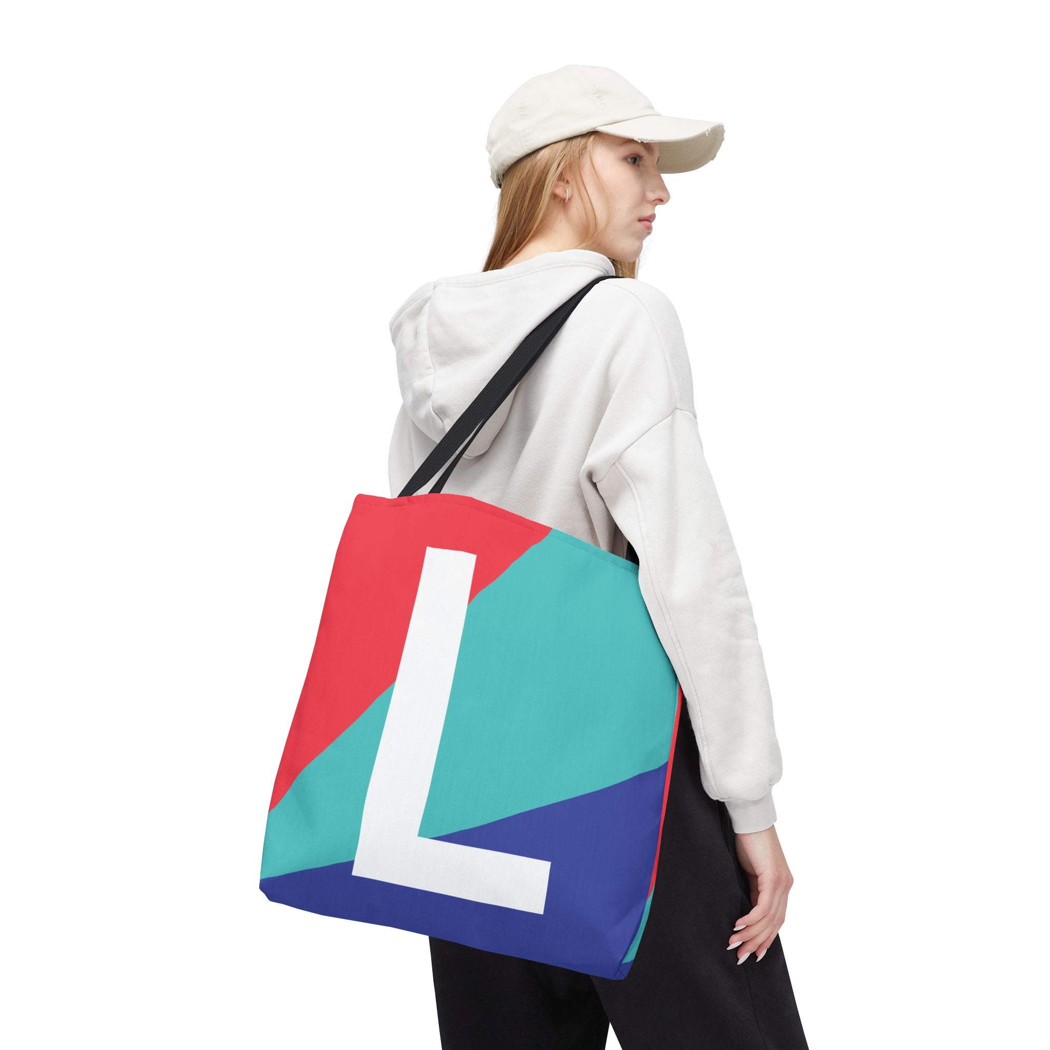 Monogram 'L' Colorblock Tote Bag — Personalized Initial L Shoulder Tote