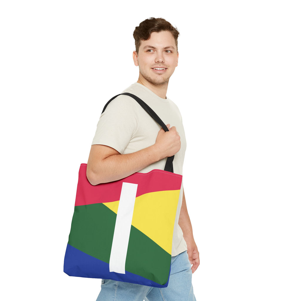 Monogram 'I' Colorblock Tote Bag — Personalized Initial I Shoulder Tote