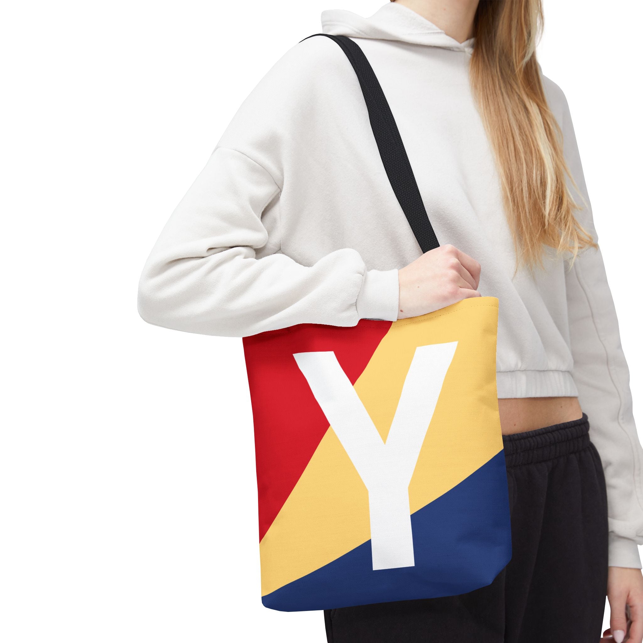 Monogram 'Y' Colorblock Tote Bag — Personalized Initial Y Shoulder Tote