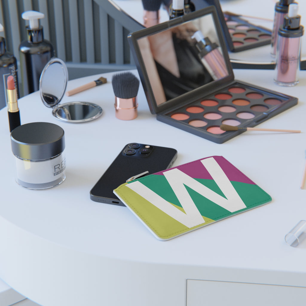 Initial W Mini Clutch — Colorblock Monogram Wristlet Wallet
