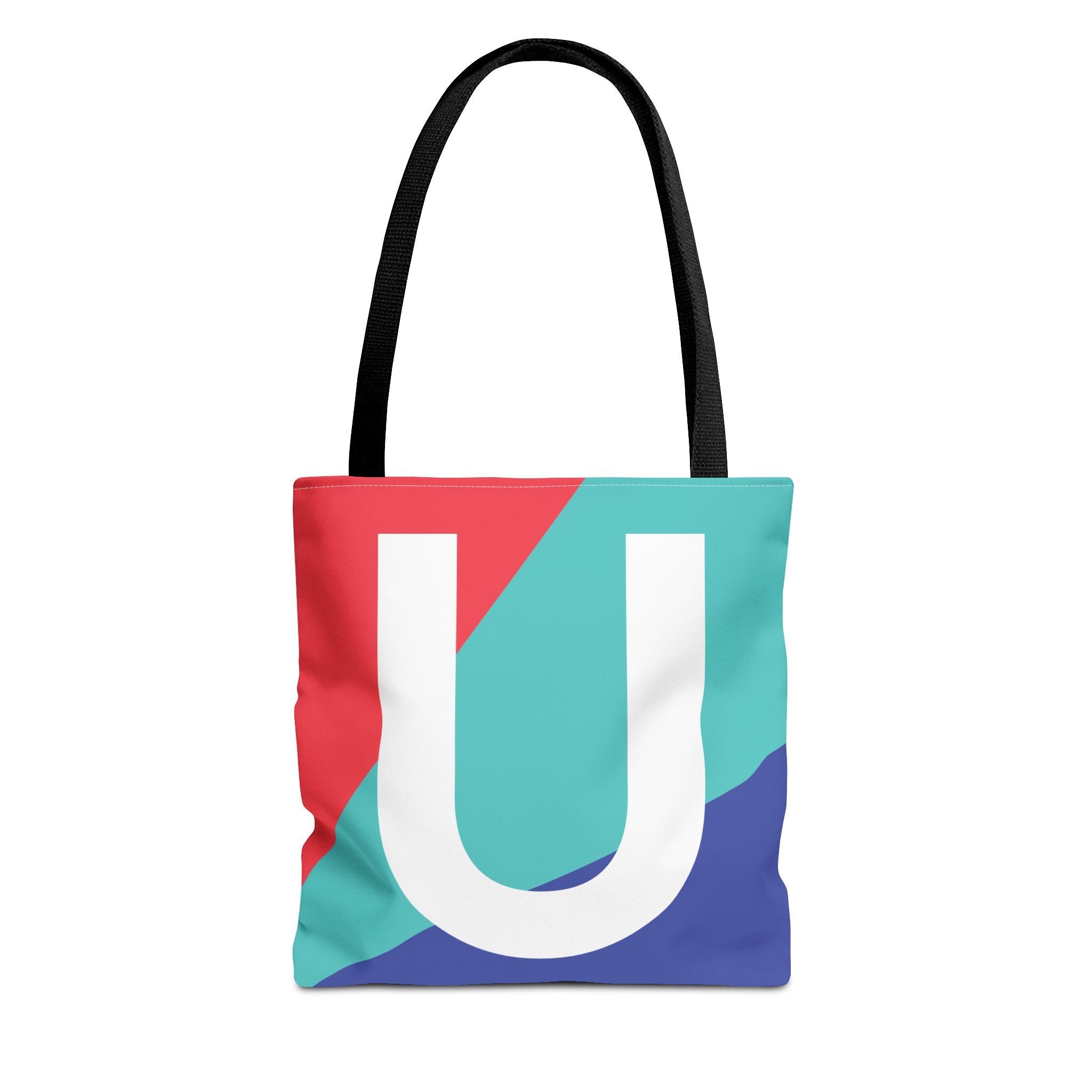Monogram 'U' Colorblock Tote Bag — Personalized Initial U Shoulder Tote