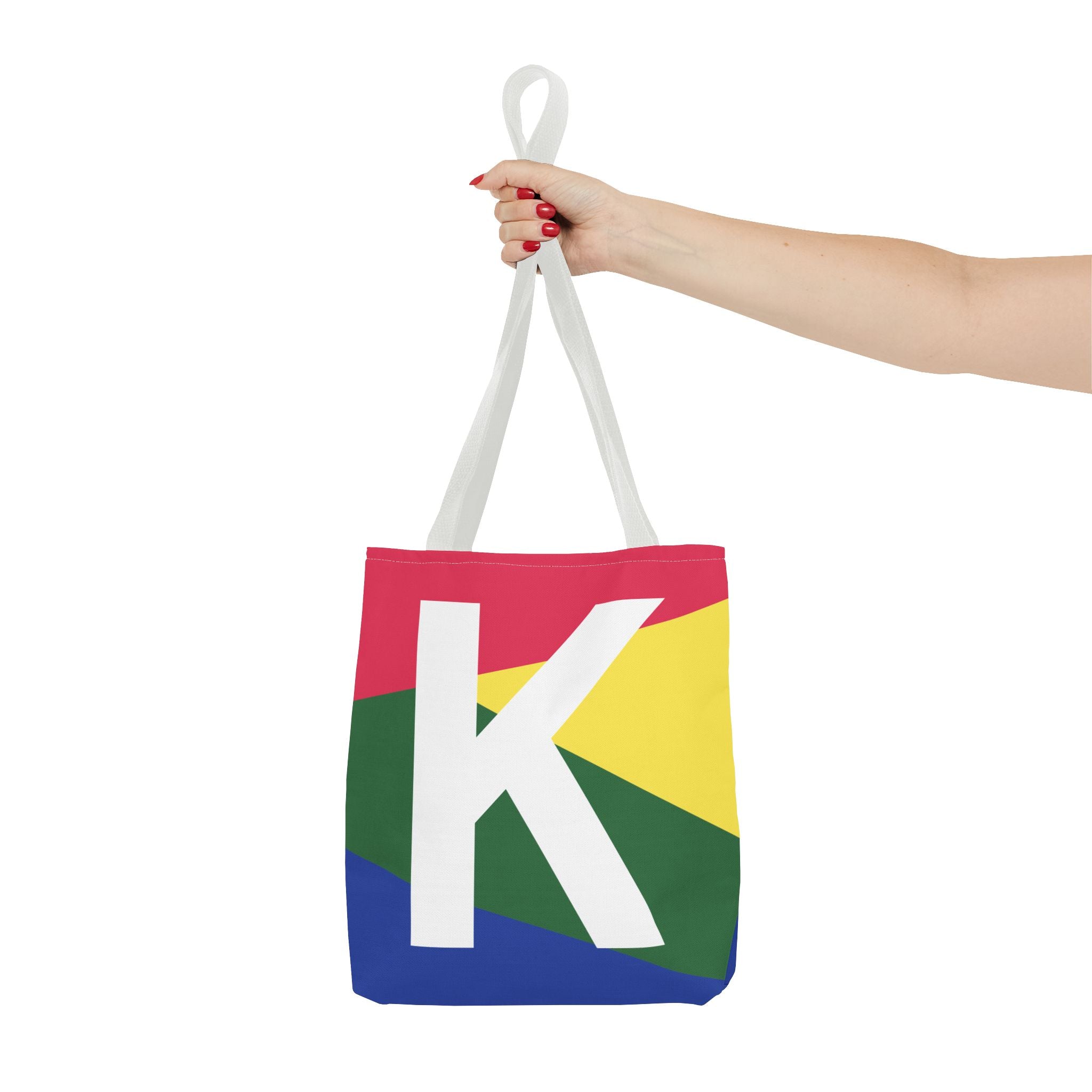 Monogram 'K' Colorblock Tote Bag — Personalized Initial K Shoulder Tote