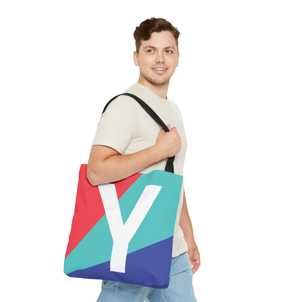 Monogram 'Y' Colorblock Tote Bag — Personalized Initial Y Shoulder Tote