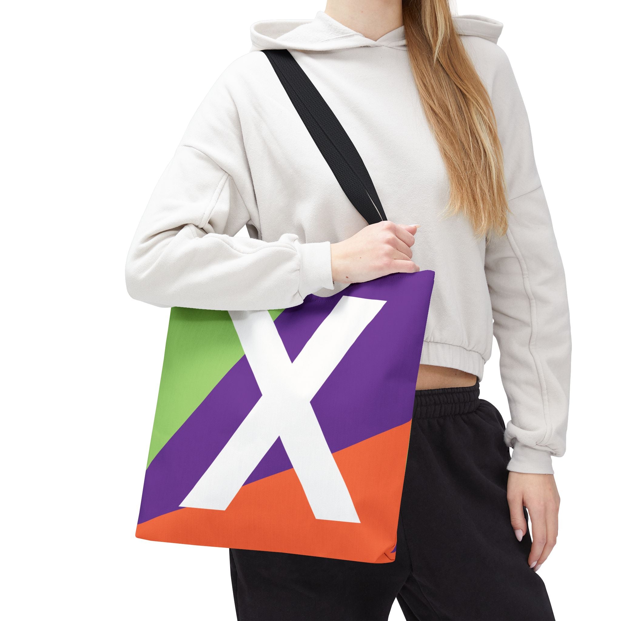Monogram 'X' Colorblock Tote Bag — Personalized Initial X Shoulder Tote