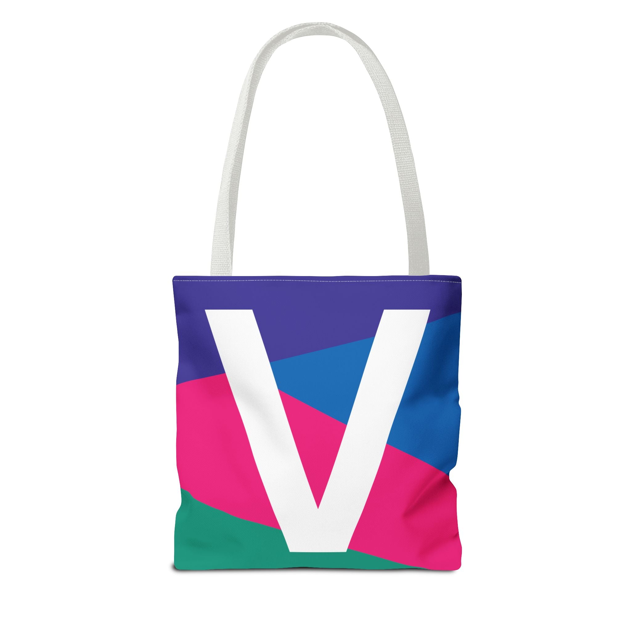 Monogram 'V' Colorblock Tote Bag — Personalized Initial V Shoulder Tote