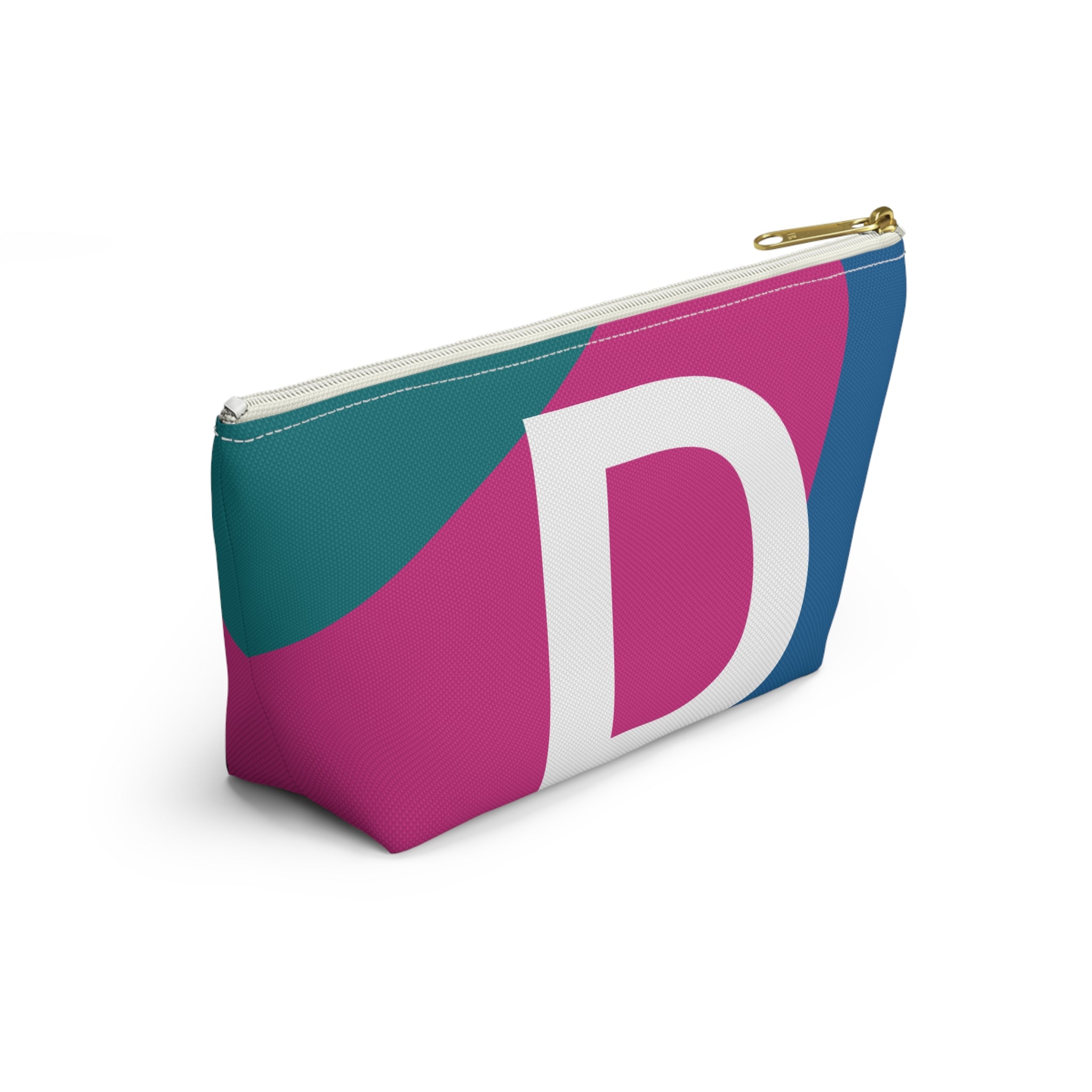 Initials Colorblock Accessory Pouch — Monogram D T-Bottom Cosmetic Bag