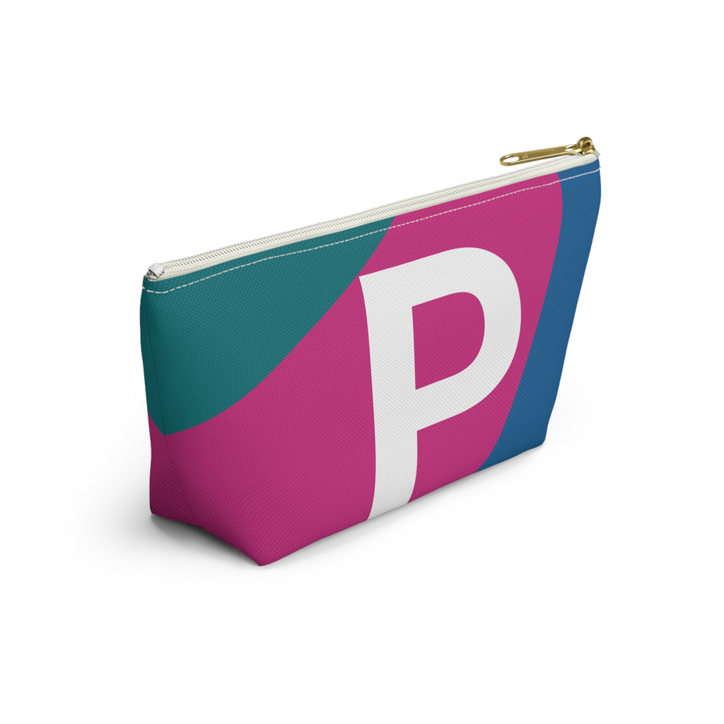 Initials Colorblock Accessory Pouch — Monogram P T-Bottom Cosmetic Bag