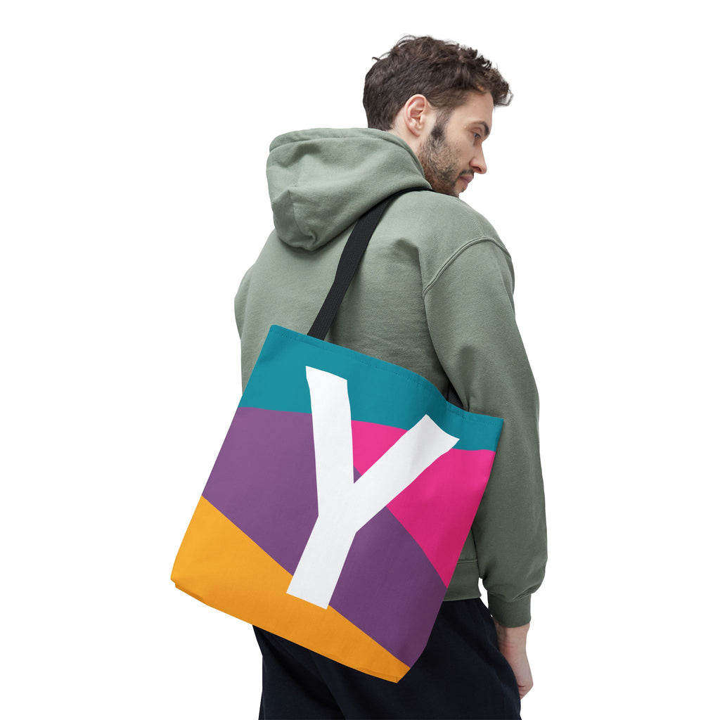 Monogram 'Y' Colorblock Tote Bag — Personalized Initial Y Shoulder Tote