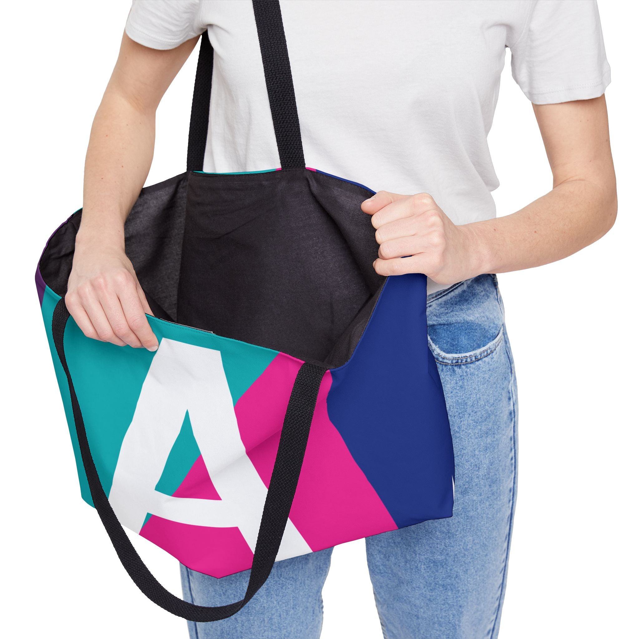 Personalized 'A' Colorblock Tote Bag — Monogram Weekender Tote