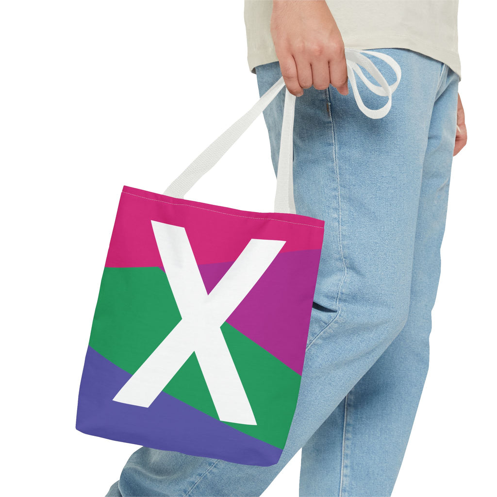 Monogram 'X' Colorblock Tote Bag — Personalized Initial X Shoulder Tote