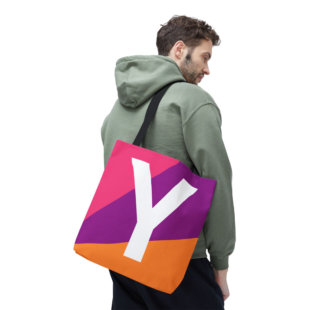 Monogram 'Y' Colorblock Tote Bag — Personalized Initial Y Shoulder Tote
