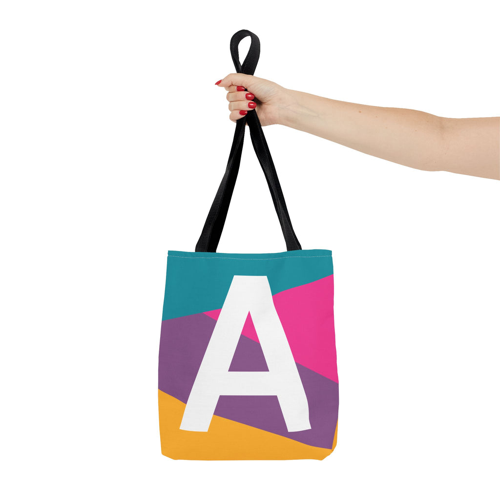 Monogram 'A' Colorblock Tote Bag — Personalized Initial A Shoulder Tote