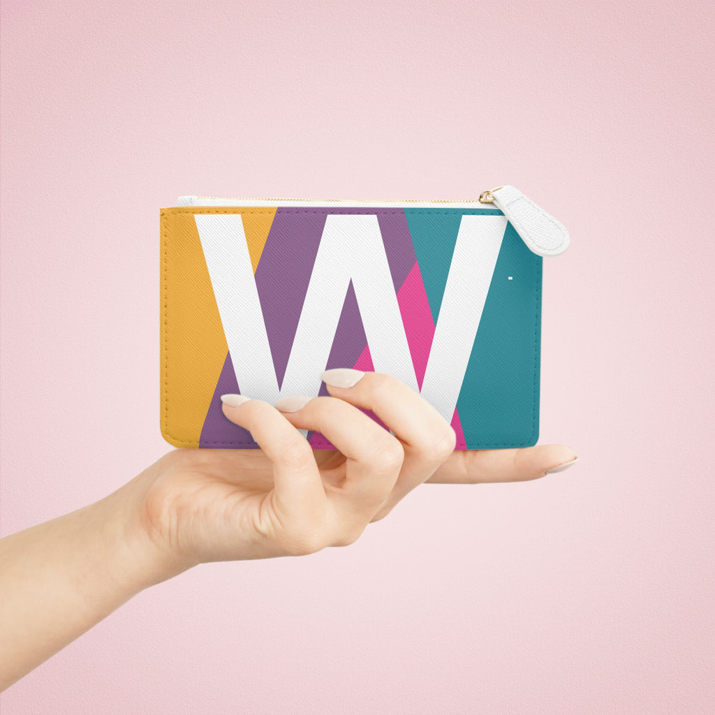 Initial W Mini Clutch — Colorblock Monogram Wristlet Wallet