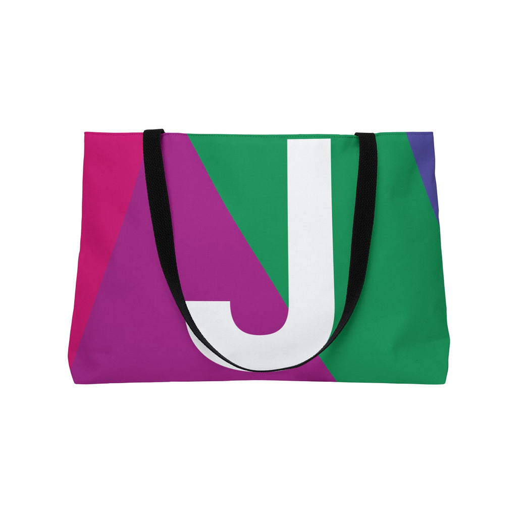 Personalized 'J' Colorblock Tote Bag — Monogram Weekender Tote
