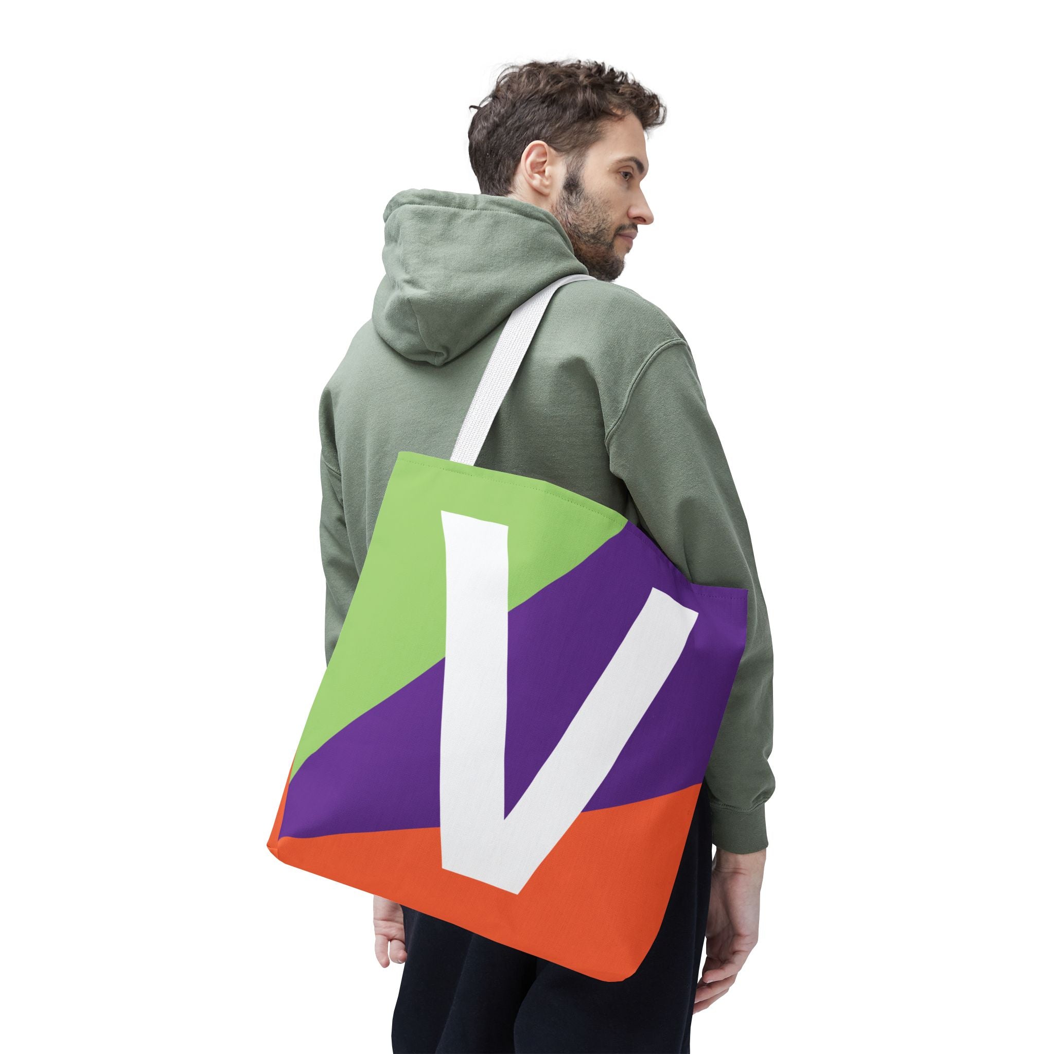 Monogram 'V' Colorblock Tote Bag — Personalized Initial V Shoulder Tote