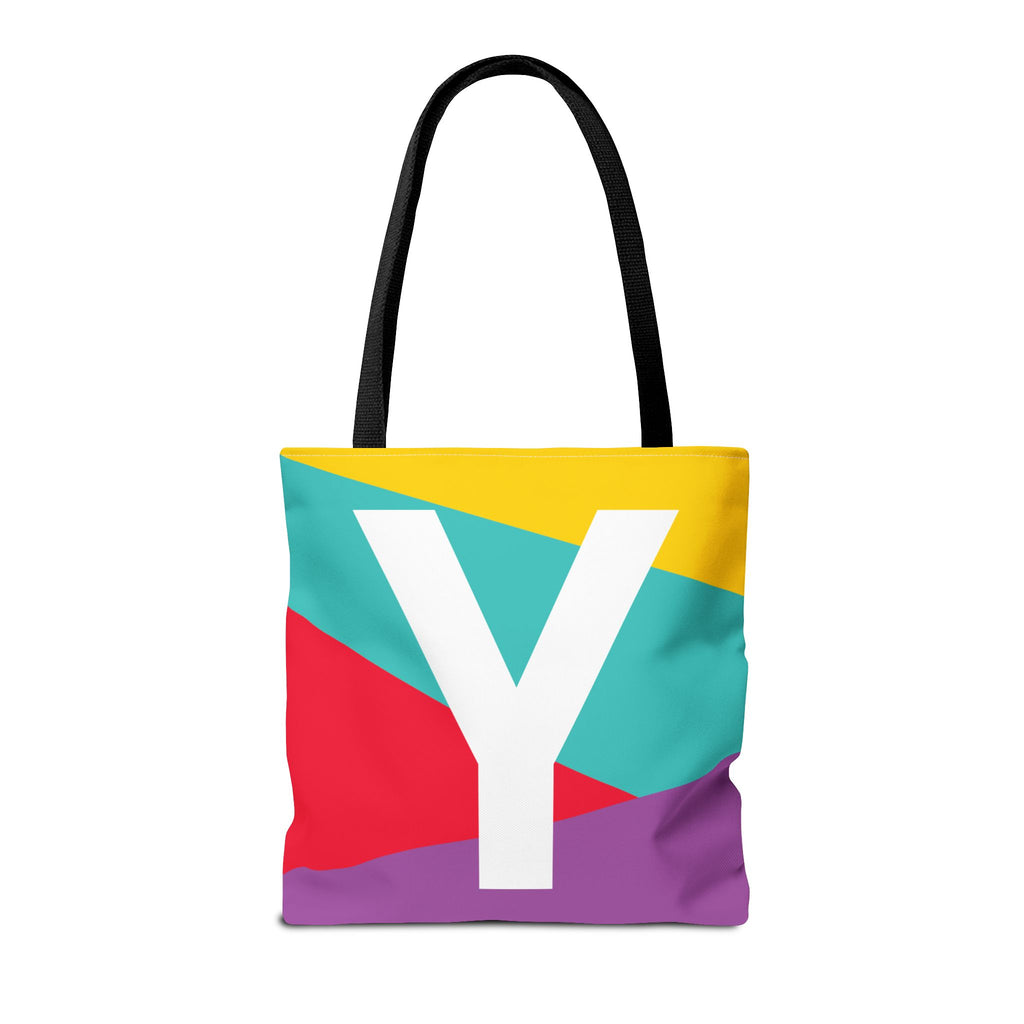 Monogram 'Y' Colorblock Tote Bag — Personalized Initial Y Shoulder Tote