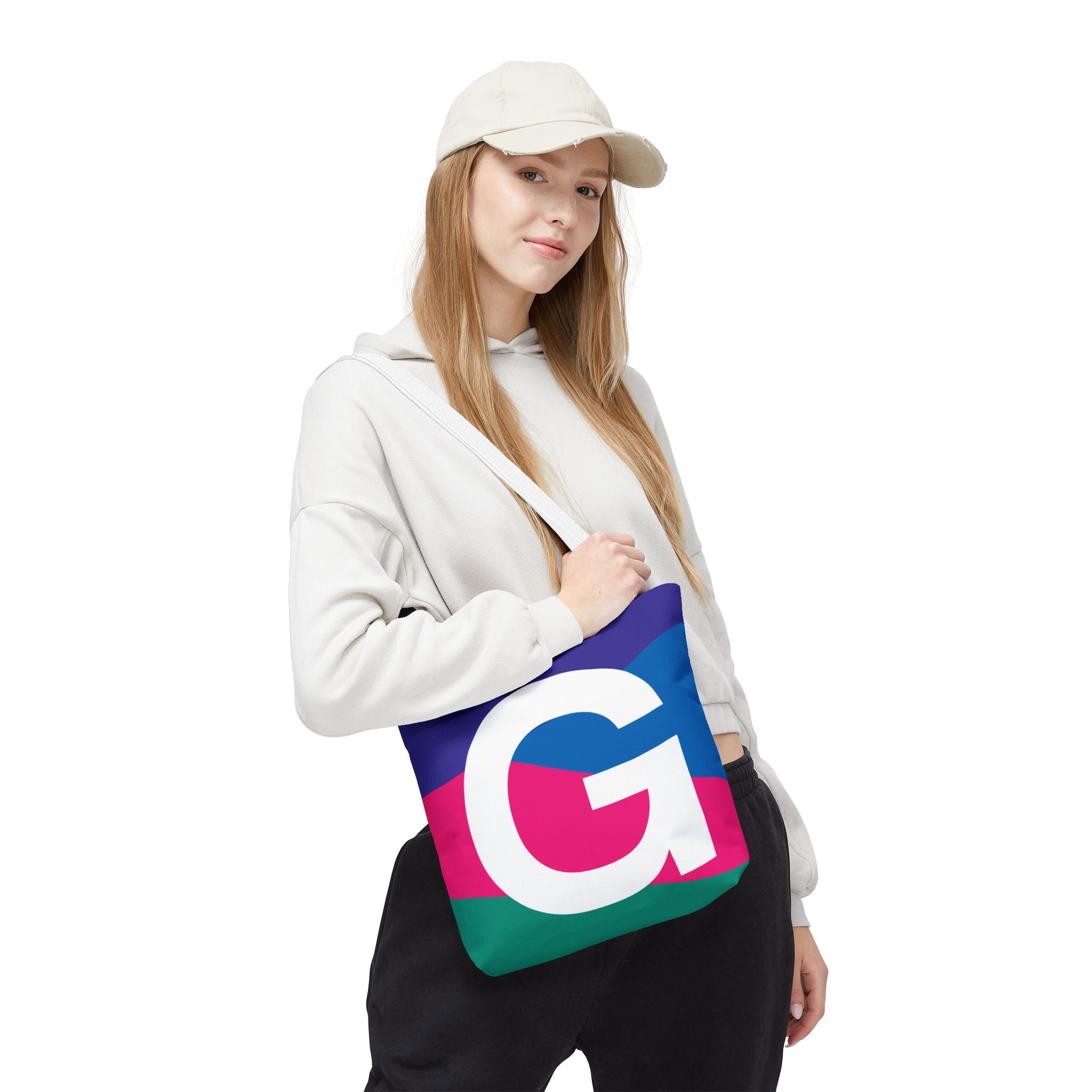 Monogram 'G' Colorblock Tote Bag — Personalized Initial G Shoulder Tote