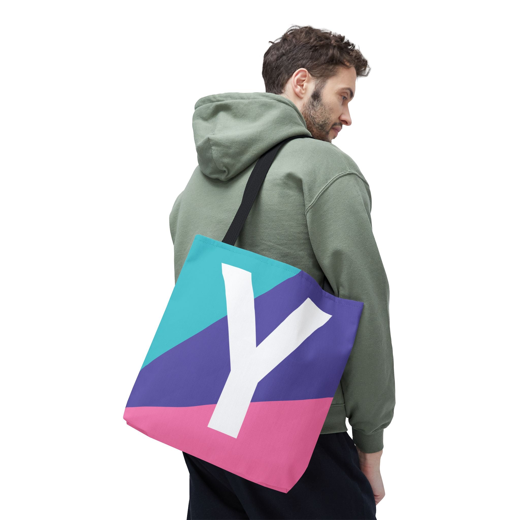 Monogram 'Y' Colorblock Tote Bag — Personalized Initial Y Shoulder Tote
