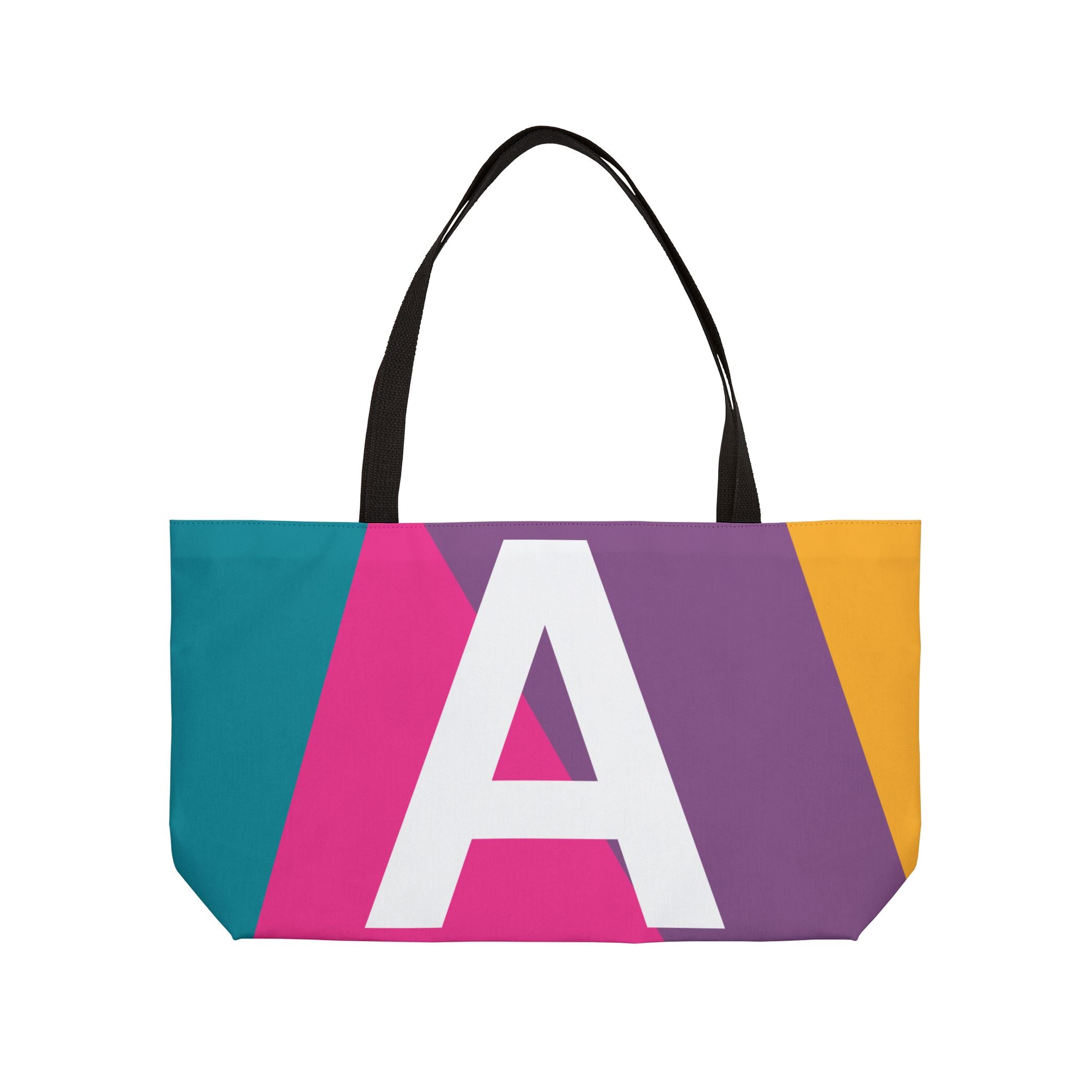 Personalized 'A' Colorblock Tote Bag — Monogram Weekender Tote