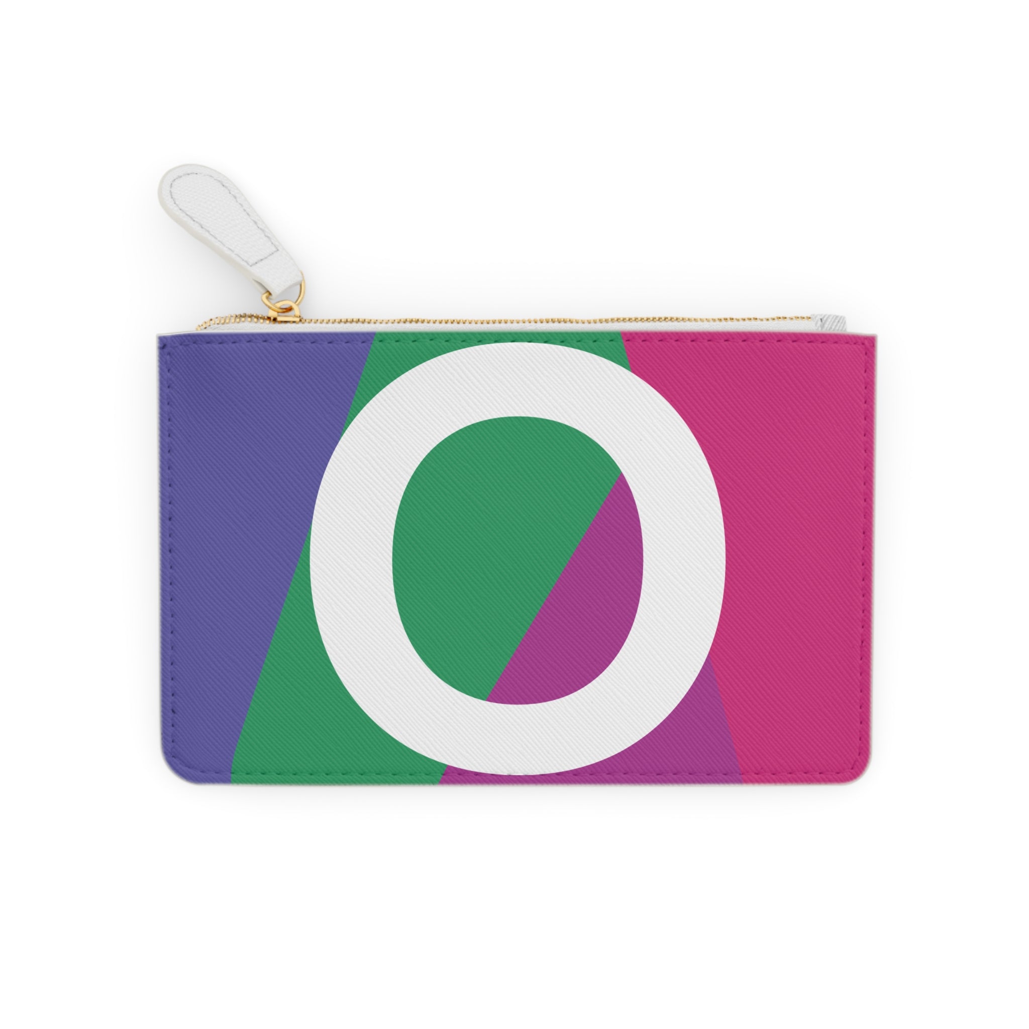 Initial O Mini Clutch — Colorblock Monogram Wristlet Wallet