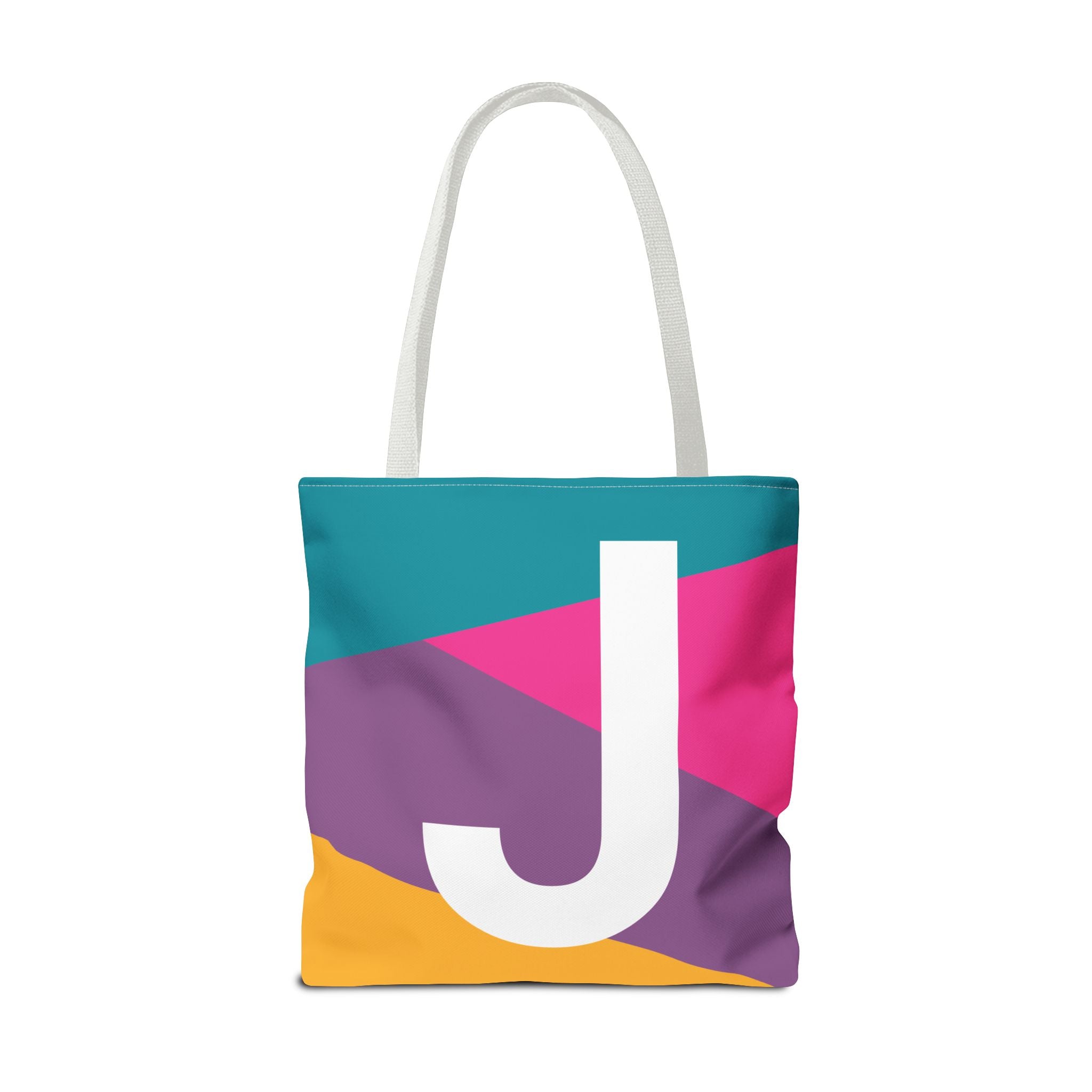 Monogram 'J' Colorblock Tote Bag — Personalized Initial J Shoulder Tote