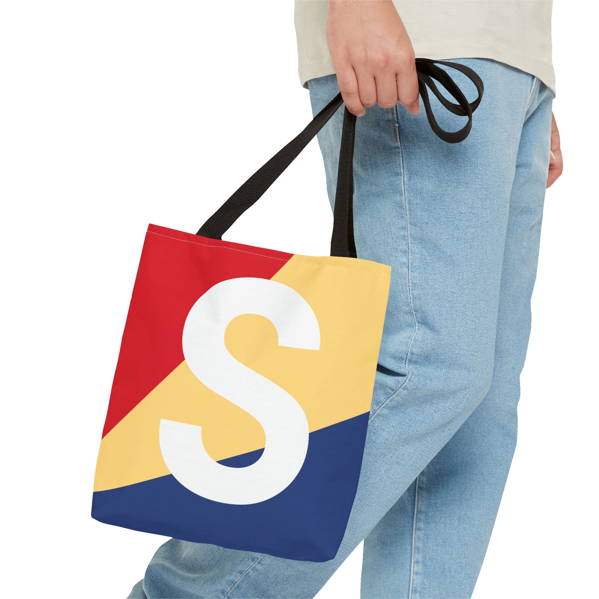 Monogram 'S' Colorblock Tote Bag — Personalized Initial S Shoulder Tote