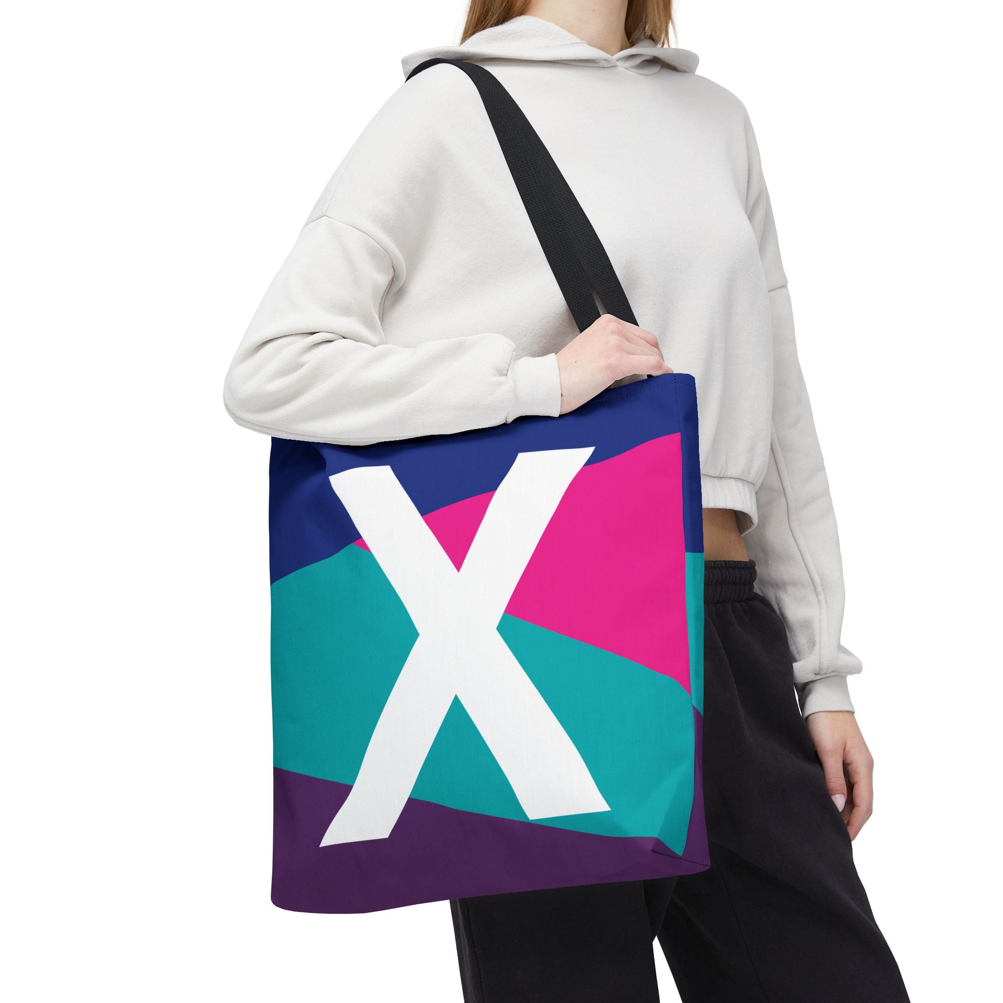 Monogram 'X' Colorblock Tote Bag — Personalized Initial X Shoulder Tote