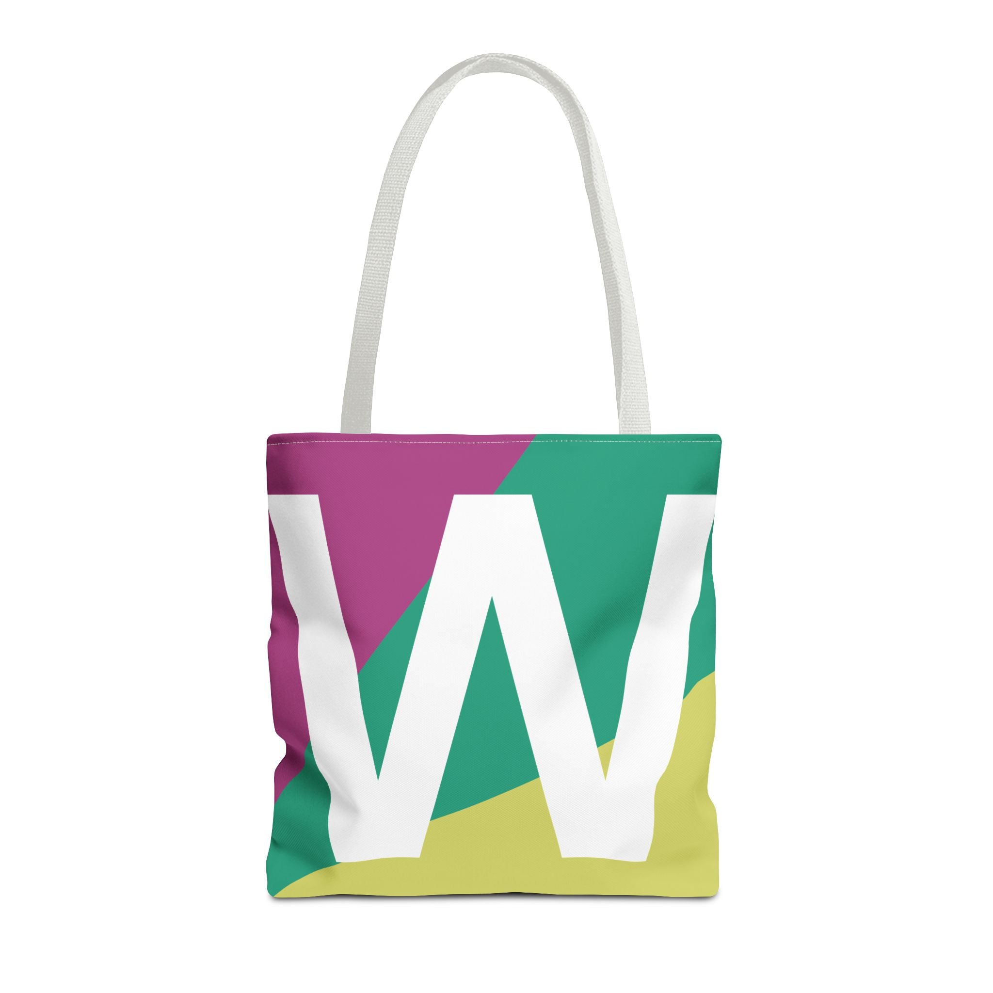 Monogram 'W' Colorblock Tote Bag — Personalized Initial W Shoulder Tote