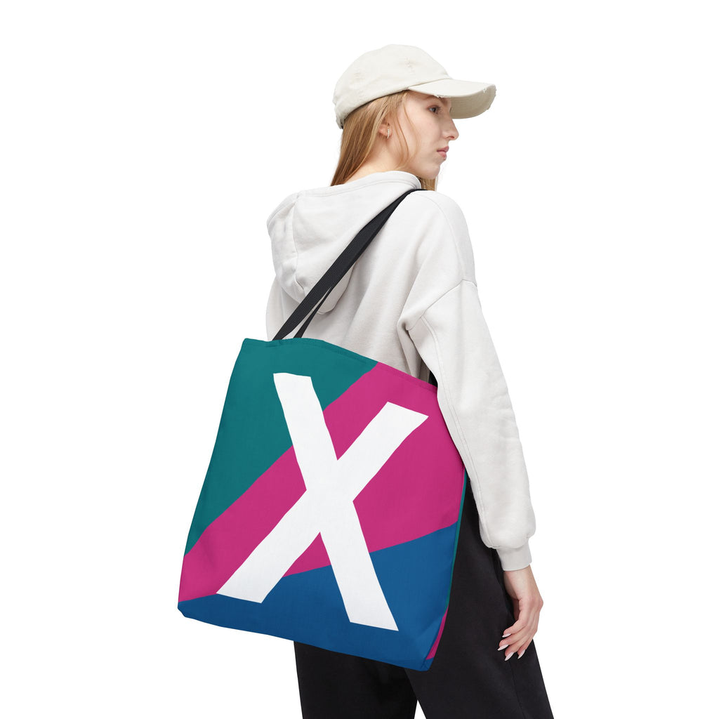 Monogram 'X' Colorblock Tote Bag — Personalized Initial X Shoulder Tote