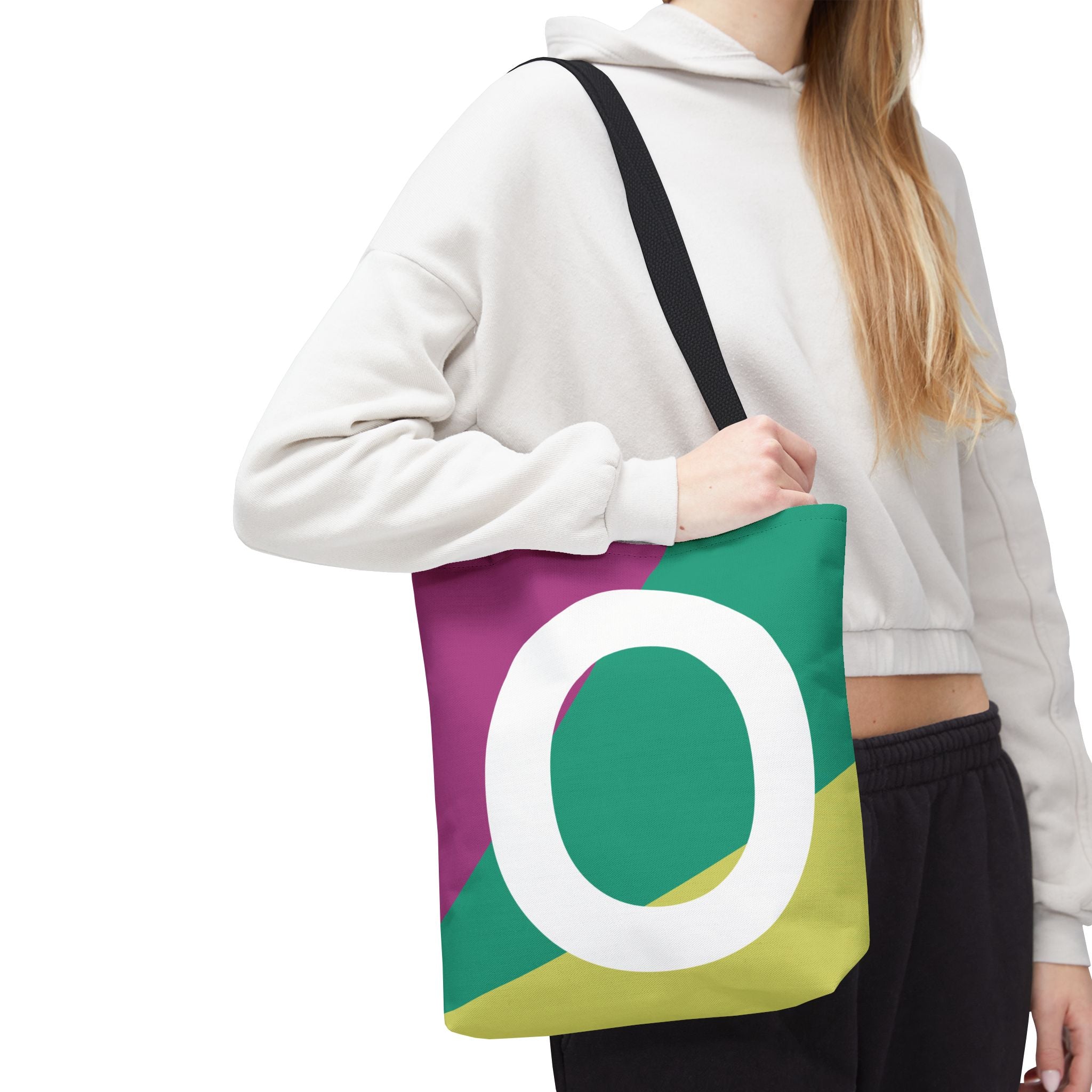 Monogram 'O' Colorblock Tote Bag — Personalized Initial O Shoulder Tote