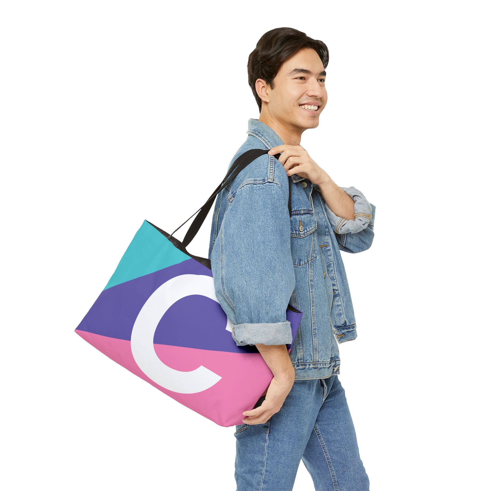 Personalized 'C' Colorblock Tote Bag — Monogram Weekender Tote