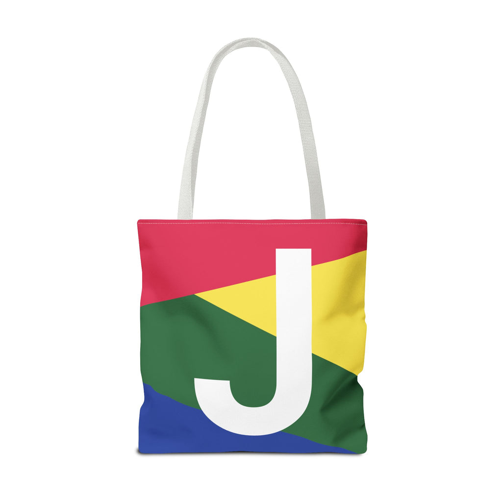 Monogram 'J' Colorblock Tote Bag — Personalized Initial J Shoulder Tote
