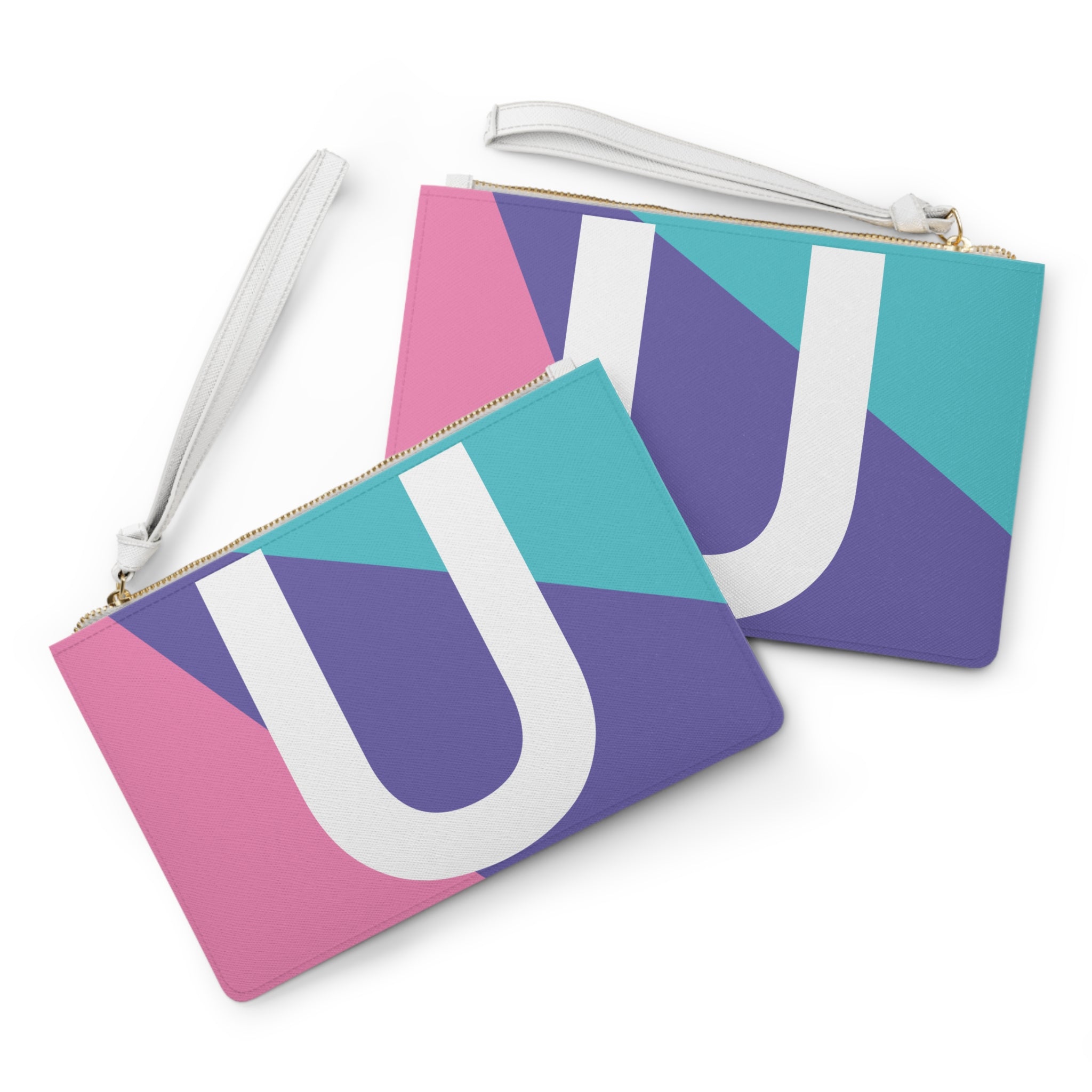 Monogram 'U' Colorblock Clutch Bag — Bold Geometric Wristlet for Everyday & Gifts