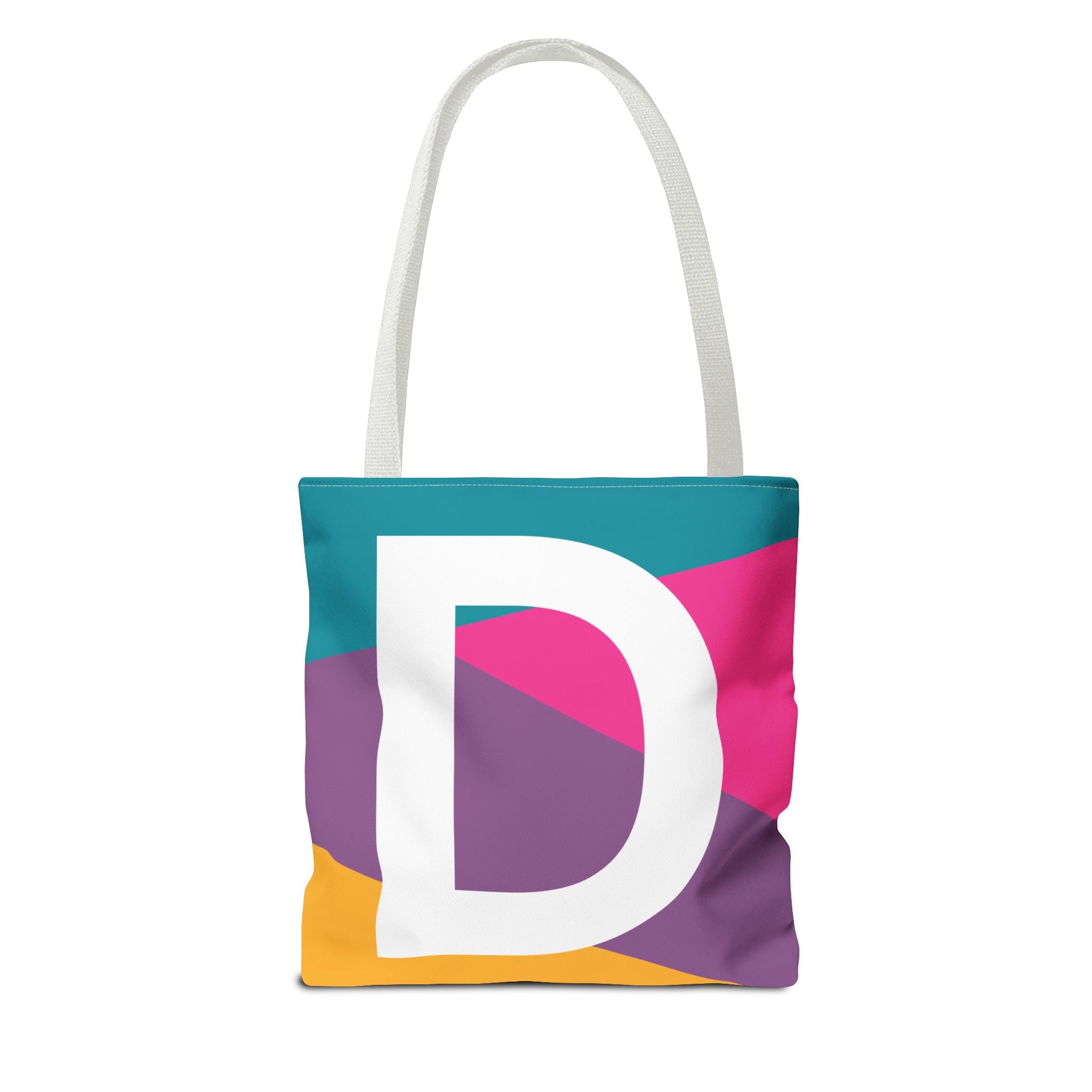 Monogram 'D' Colorblock Tote Bag — Personalized Initial D Shoulder Tote