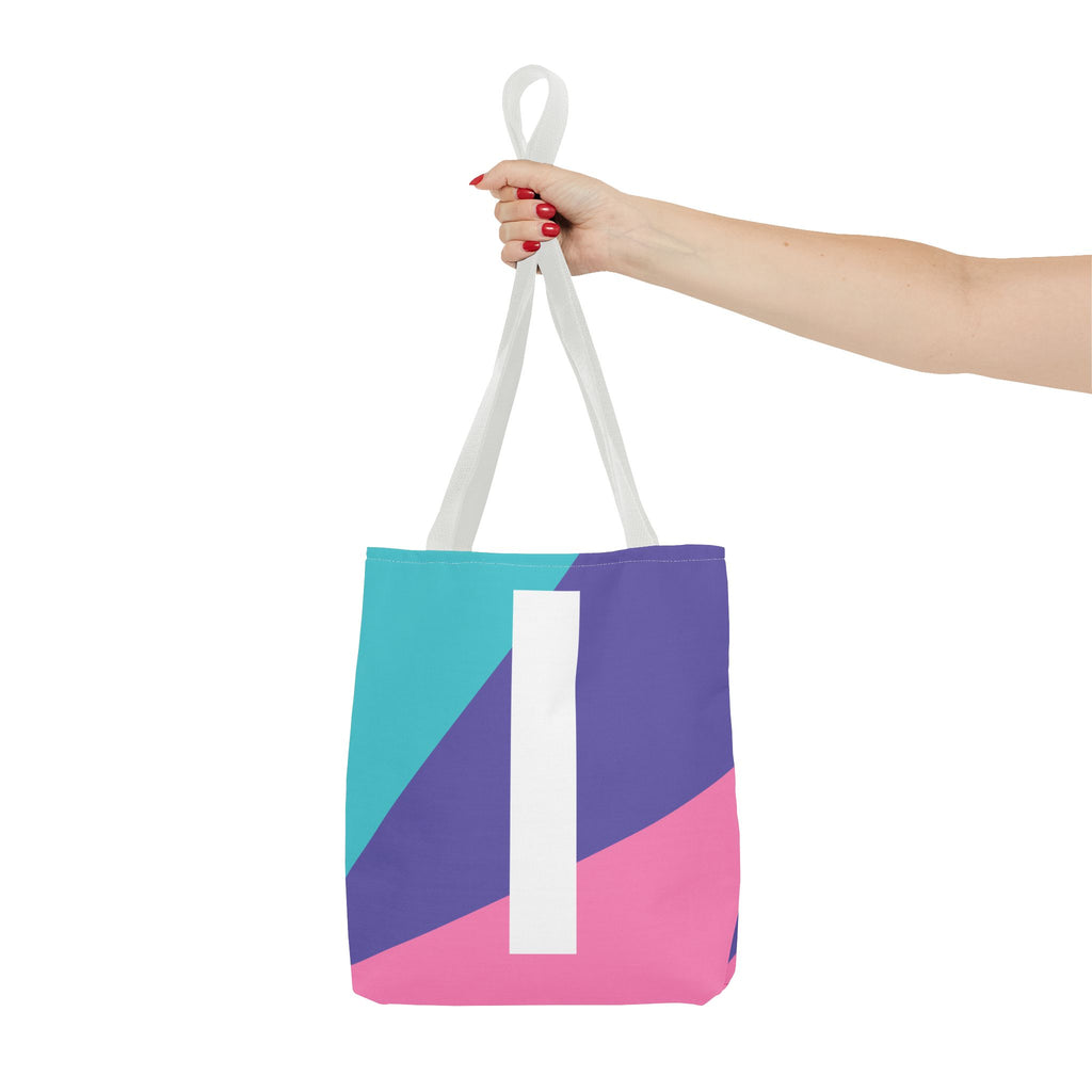 Monogram 'I' Colorblock Tote Bag — Personalized Initial I Shoulder Tote
