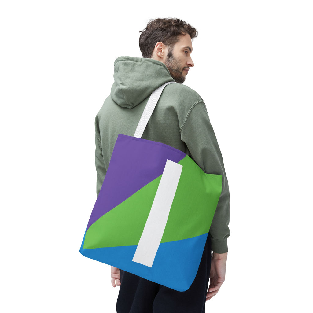 Monogram 'I' Colorblock Tote Bag — Personalized Initial I Shoulder Tote