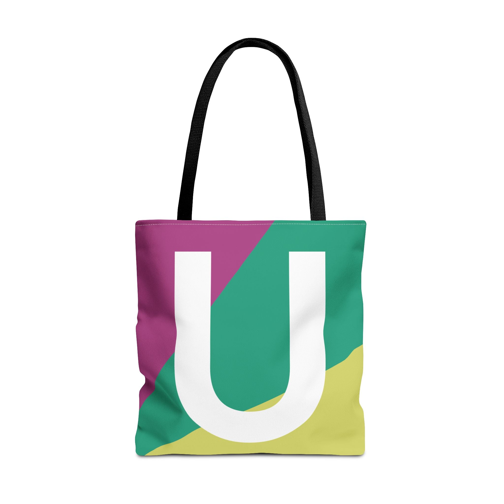 Monogram 'U' Colorblock Tote Bag — Personalized Initial U Shoulder Tote