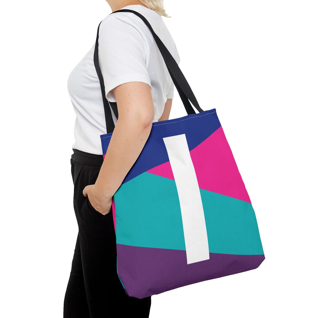 Monogram 'I' Colorblock Tote Bag — Personalized Initial I Shoulder Tote